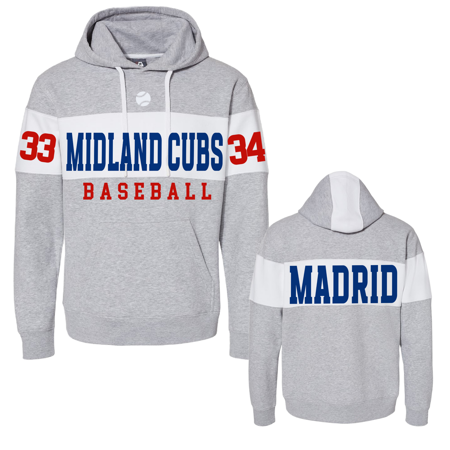 Multiple Colors- Custom Personalized Baseball Design J. America - Varsity Fleece Colorblocked Hooded Sweatshirt Hoodie