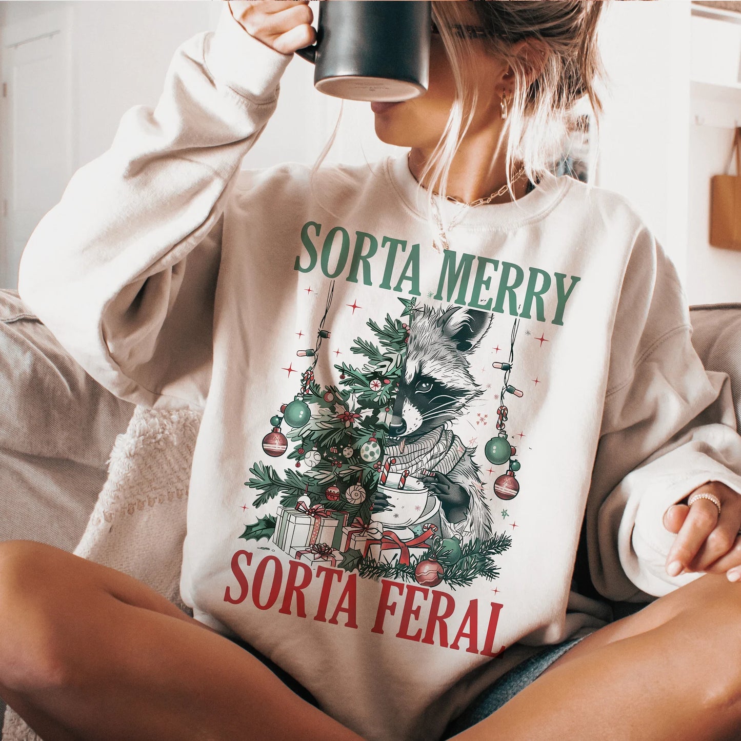 Gildan or Bella Sorta Merry Sorta Feral Sweatshirt/Funny Christmas Sweatshirt/ Adult Sizes