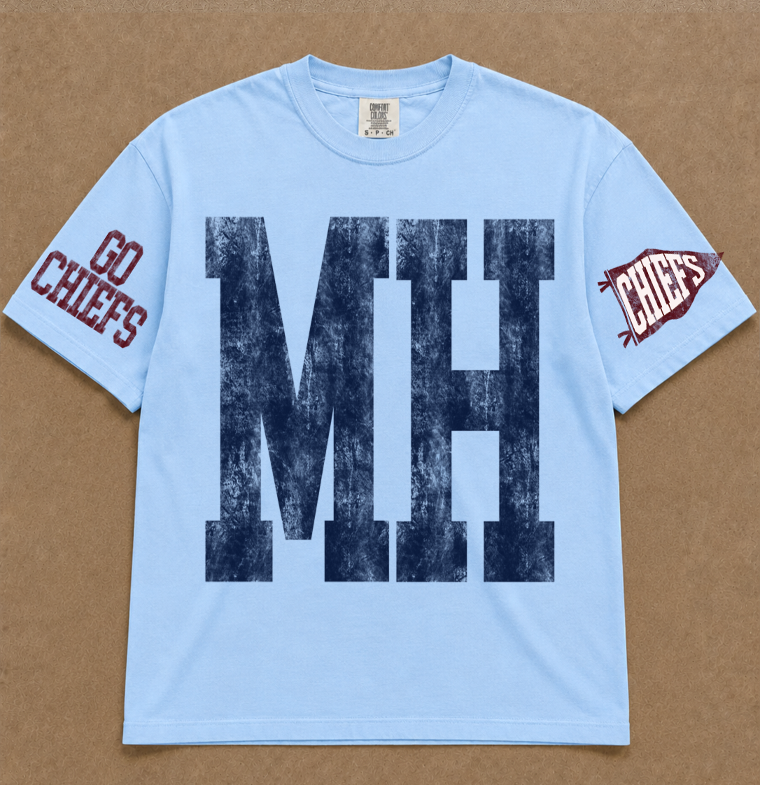 Custom Comfort Colors Magnolia Heights Chiefs Spirit Wear Shirts/ Full Length Tee/ Youth and Adult Sizes