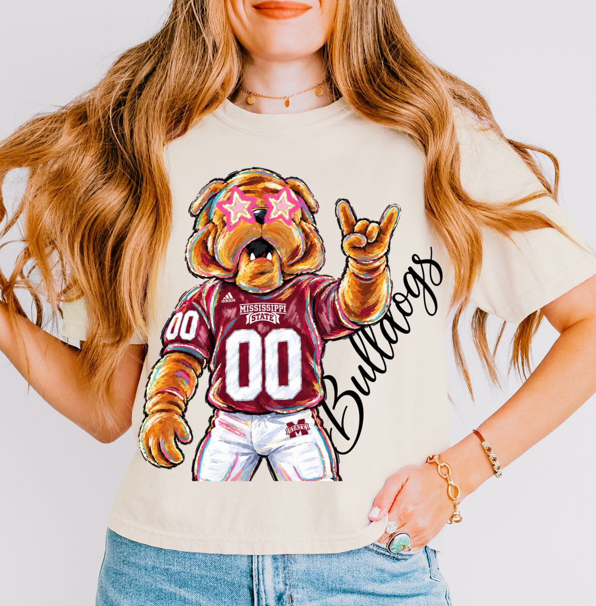 Mississippi State Cropped Mascot Tee/ Boxy Crop