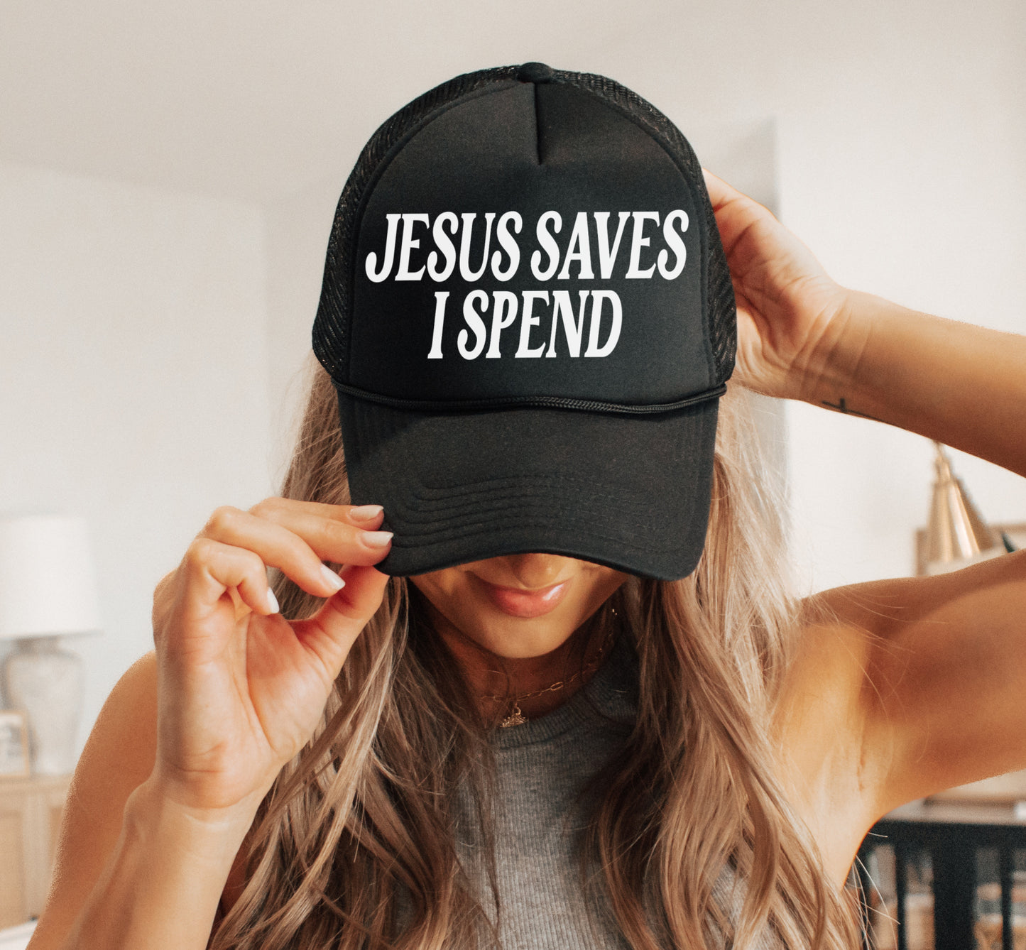 Jesus Saves I Spend Trucker Hat/ Trucker Hats/ Gifts for Her/ Multiple Colors
