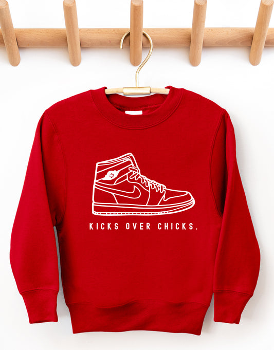 High Top Kicks Over Chicks Sweatshirt/ Toddler, Youth, and Adult Sizes