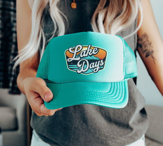 Lake Days Cap/ Summer Lake Trucker Hat (Printed)