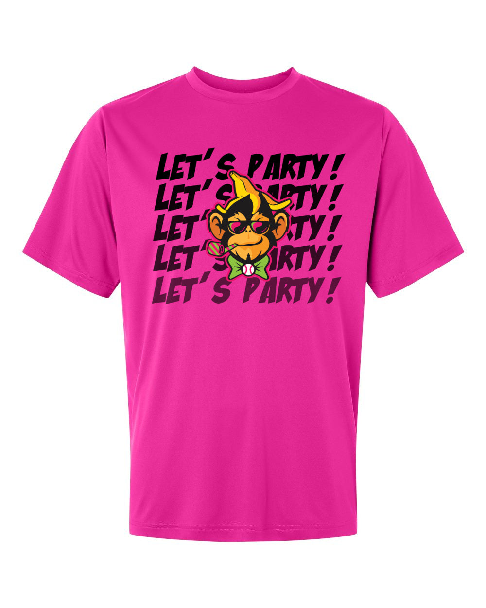 Let's Party Pink Drifit Bright Party Animals Baseball Shirt/ Youth and Adult Sizes