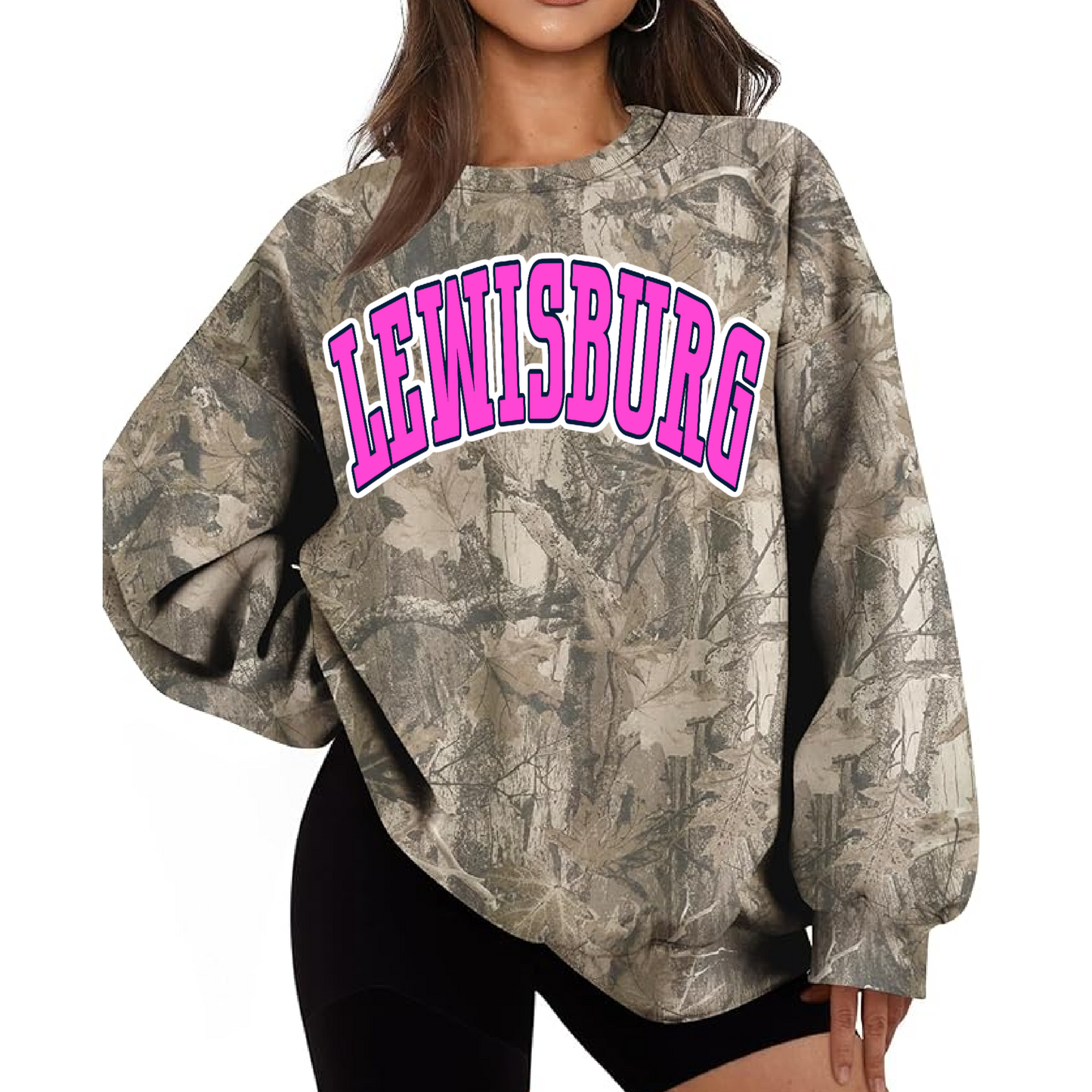 Camo Lewisburg Sweatshirt/ PINK OUT with Outline - Adult Sizes