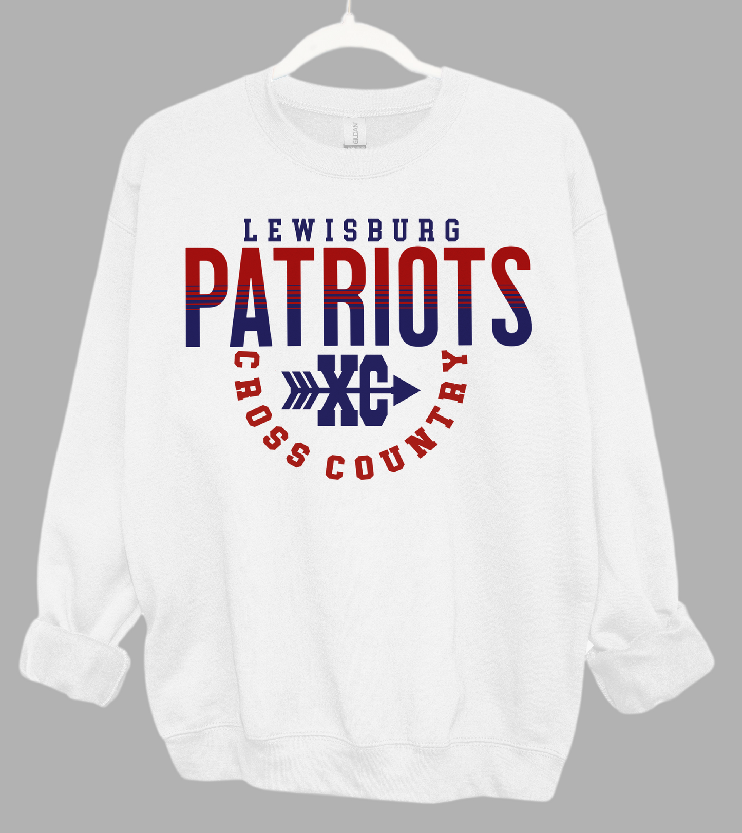Lewisburg Patriots Cross Country Unisex Sweatshirt - White / Cross Country Fundraiser