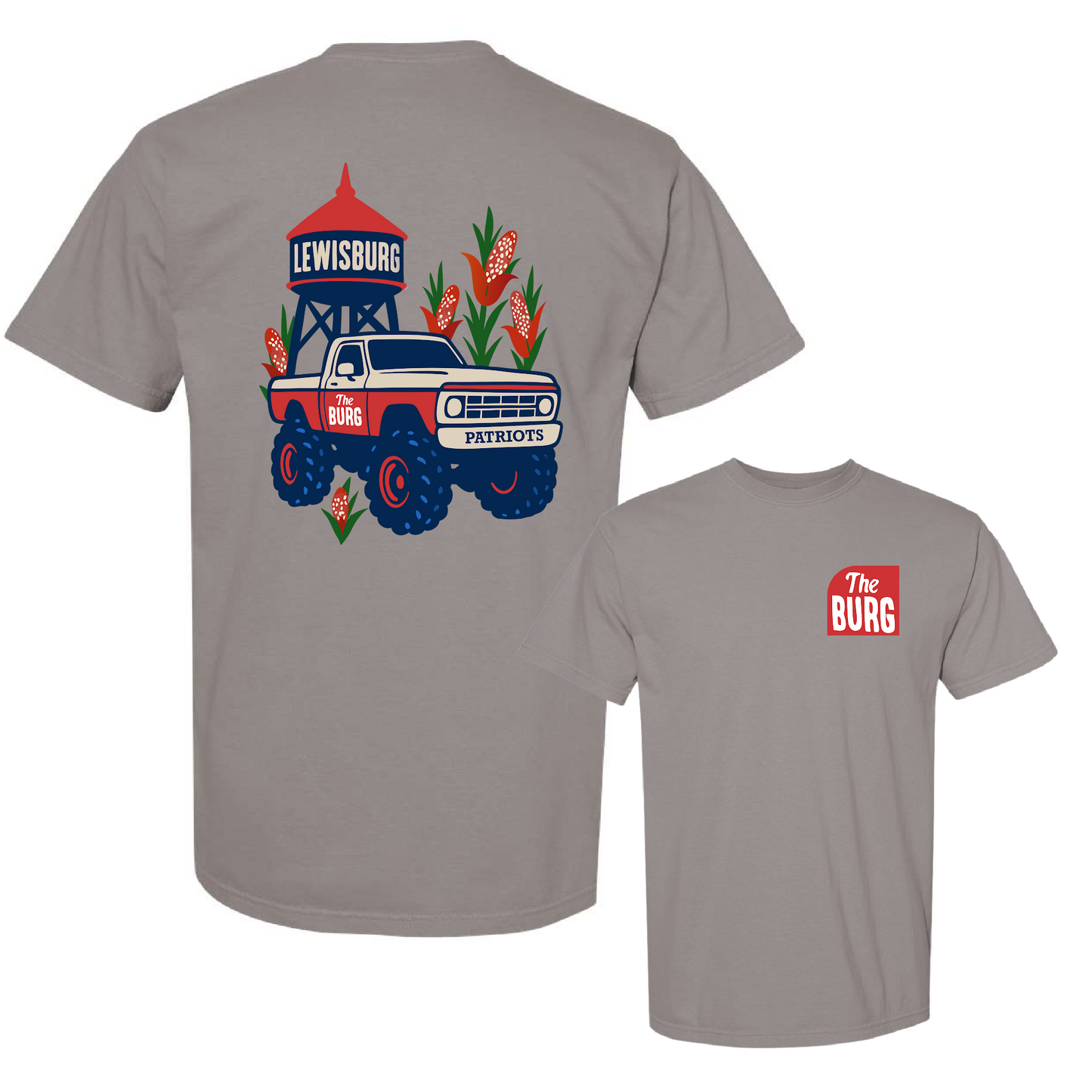 Lewisburg Volleyball Fundraiser - Comfort Colors Lewisburg Truck Shirt in Gray