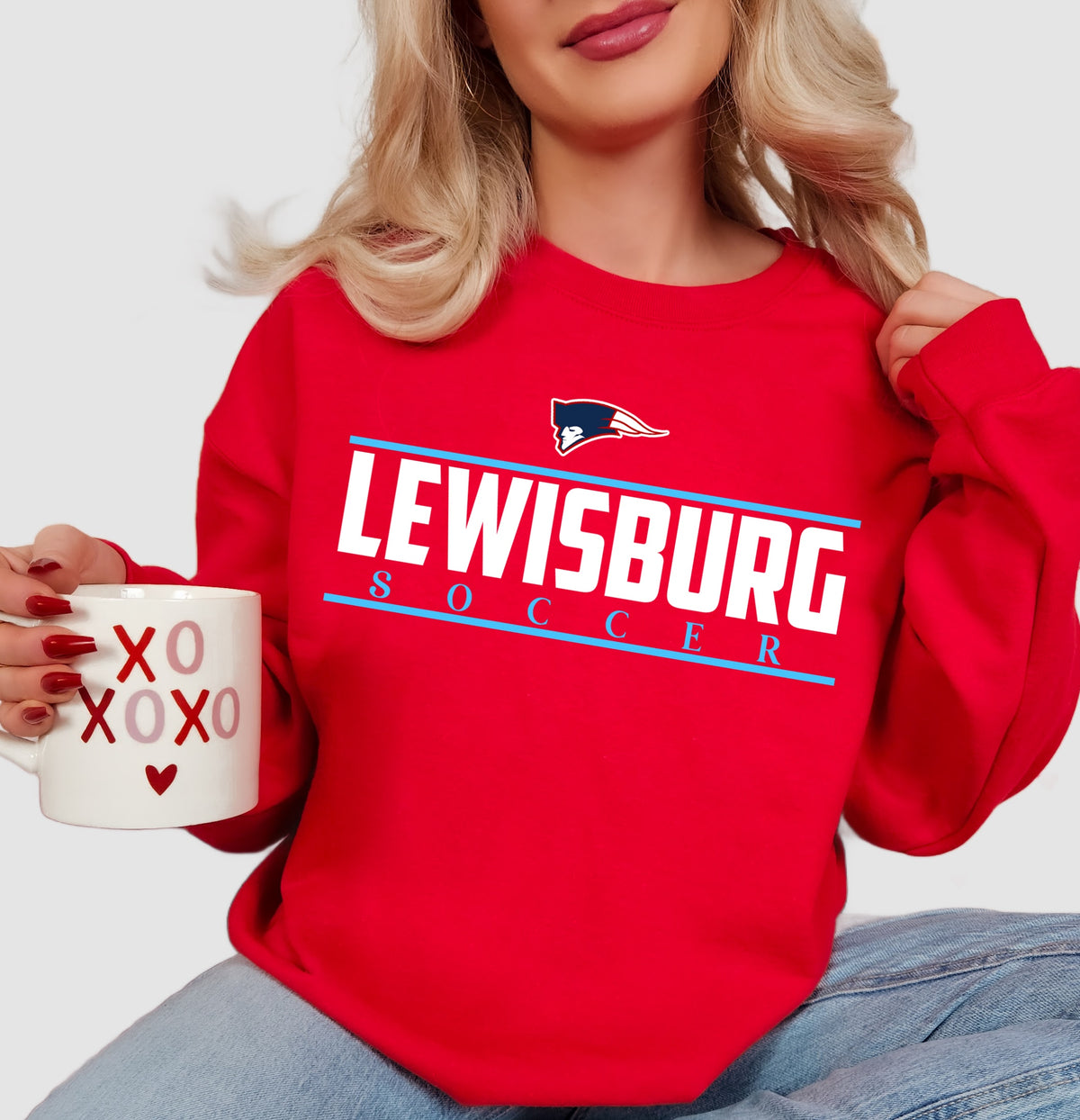Bella or Gildan Patriots Lewisburg Soccer Sweatshirt / Youth and Adult Sizes/ Lewisburg -Desoto County Schools