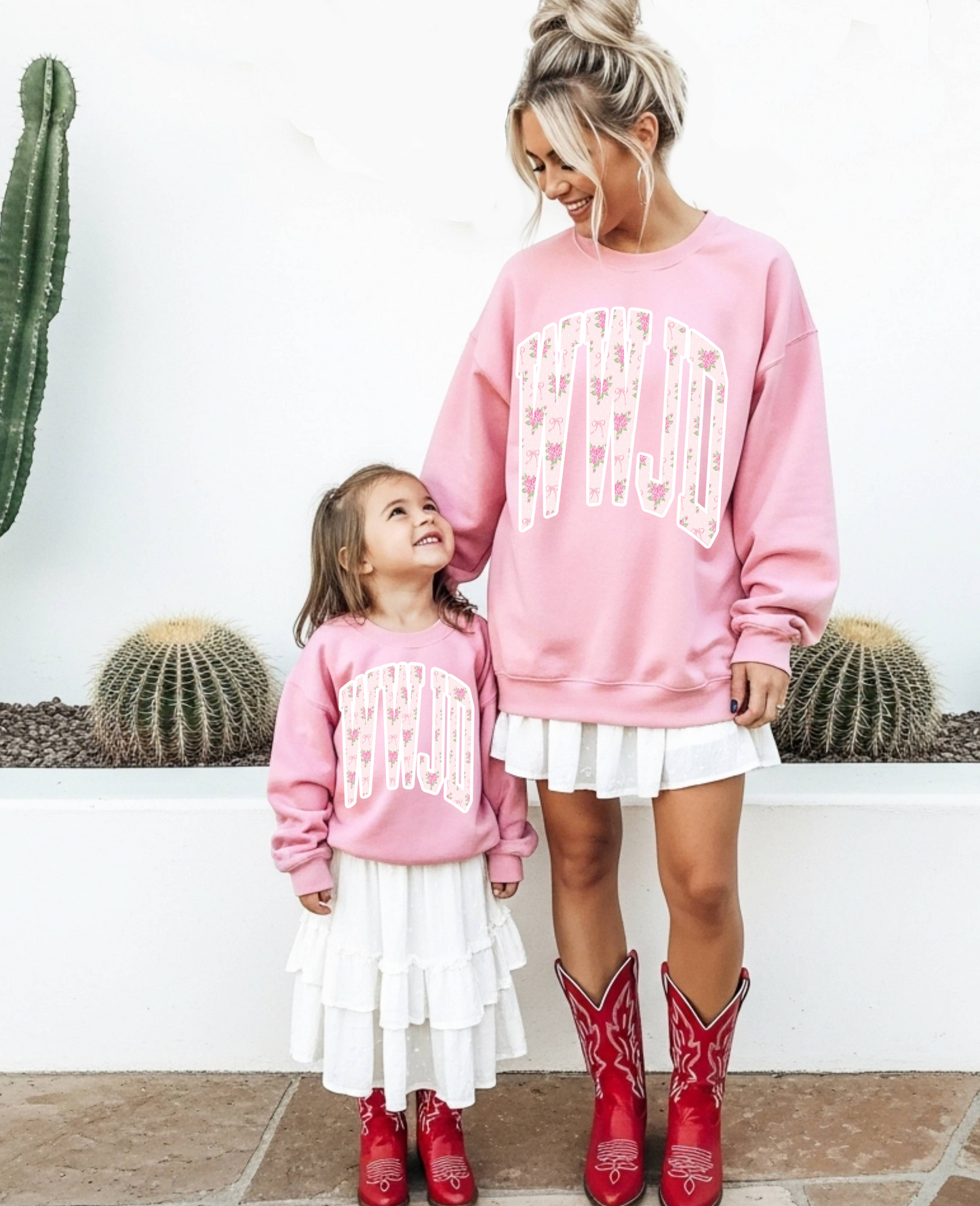 Gildan or Bella Canvas WWJD Floral Print Sweatshirt/ Religious Sweatshirt/Youth and Adult Sizes