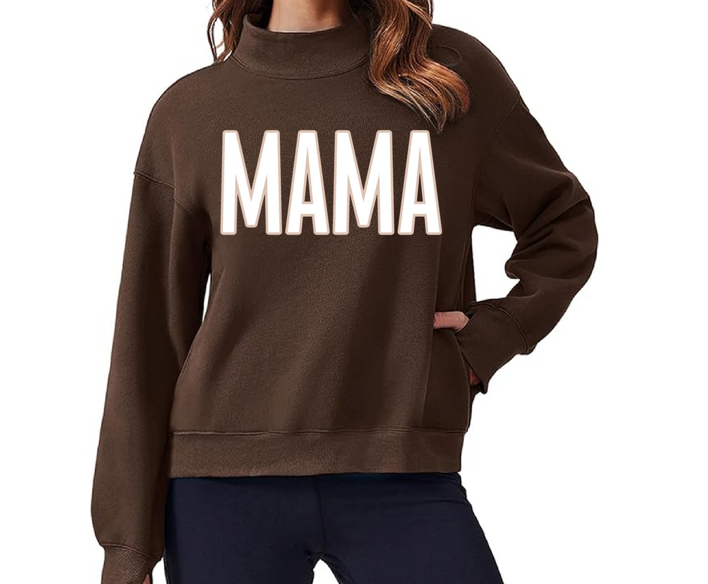Mock Neck Mama Sweatshirt (With Pockets)