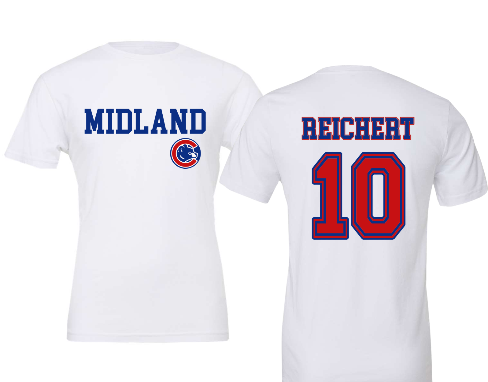 Drifit Midland Cubs Baseball Fan Tees/ Back and Front Printing Adult S
