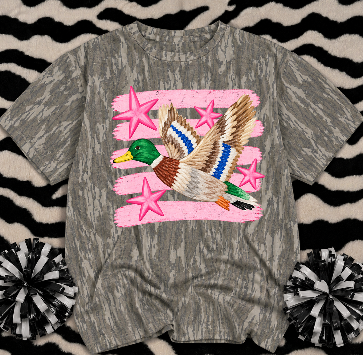 Mossy Oak Mallard Duck With Stripes Shirt/ Youth and Adult Sizes