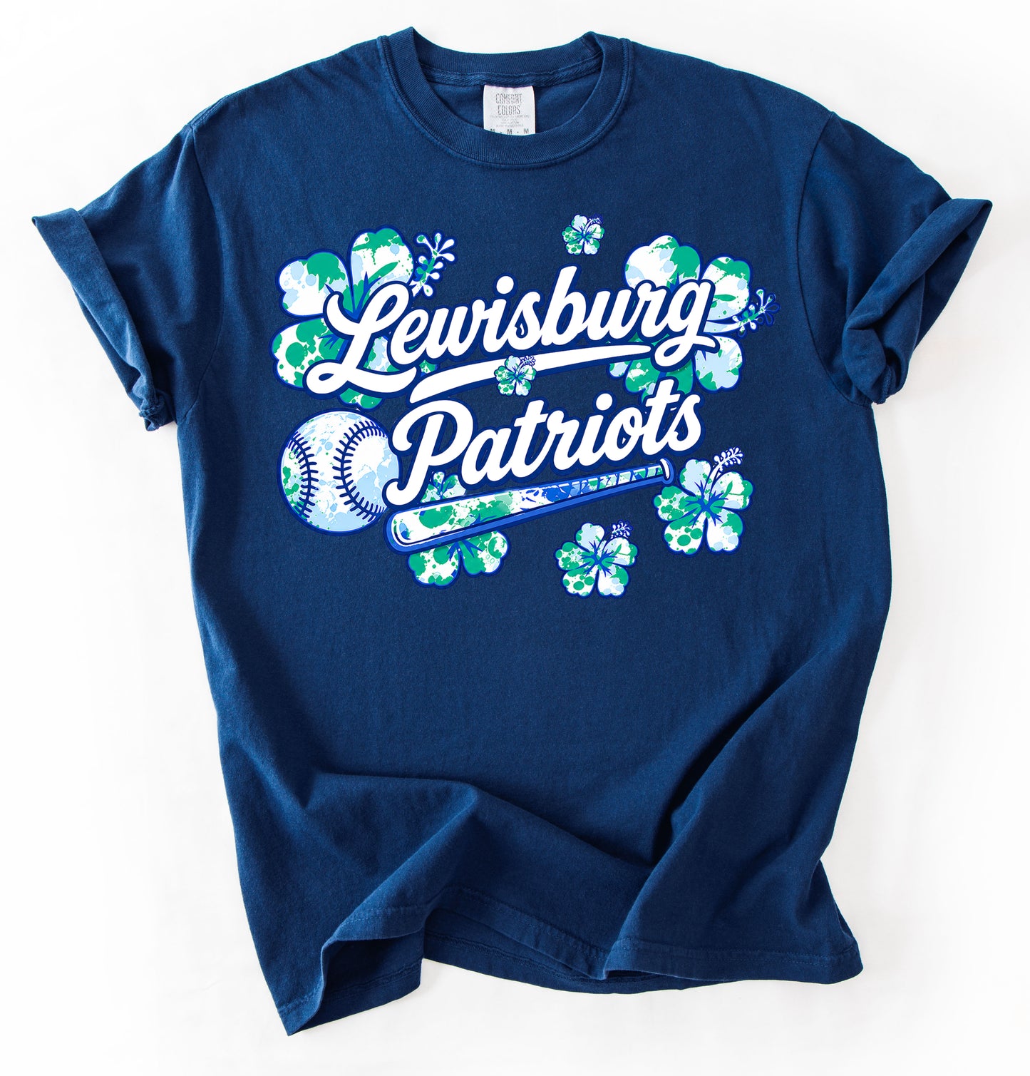 Lewisburg Patriots Baseball Hawaiian Theme Tee/ Comfort Colors - Youth and Adult Sizes