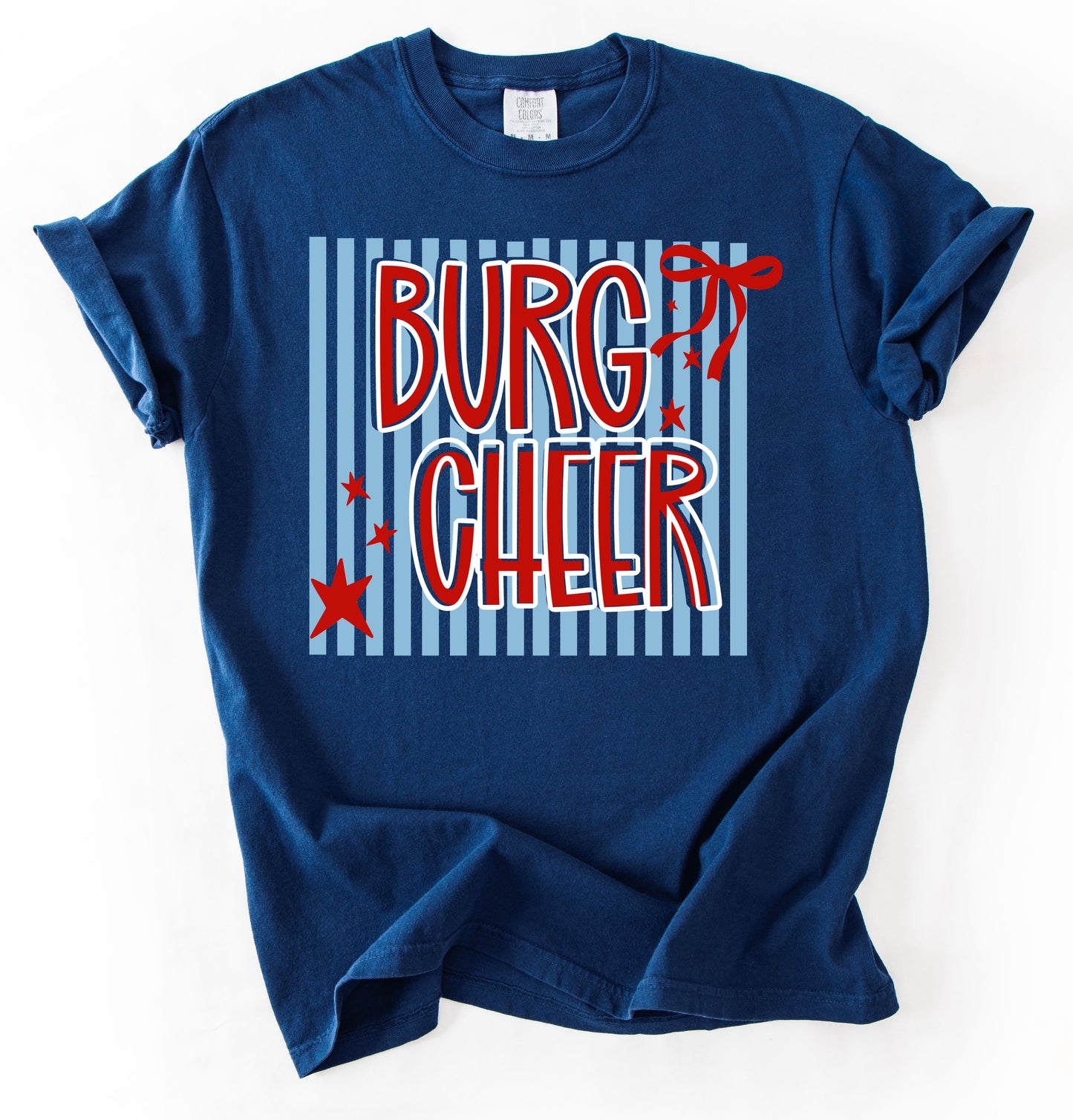 Navy Comfort Colors or Gildan Softstyle - Burg Cheer/ Lewisburg Patriots Cheer Shirt /Youth and Adult Sizes
