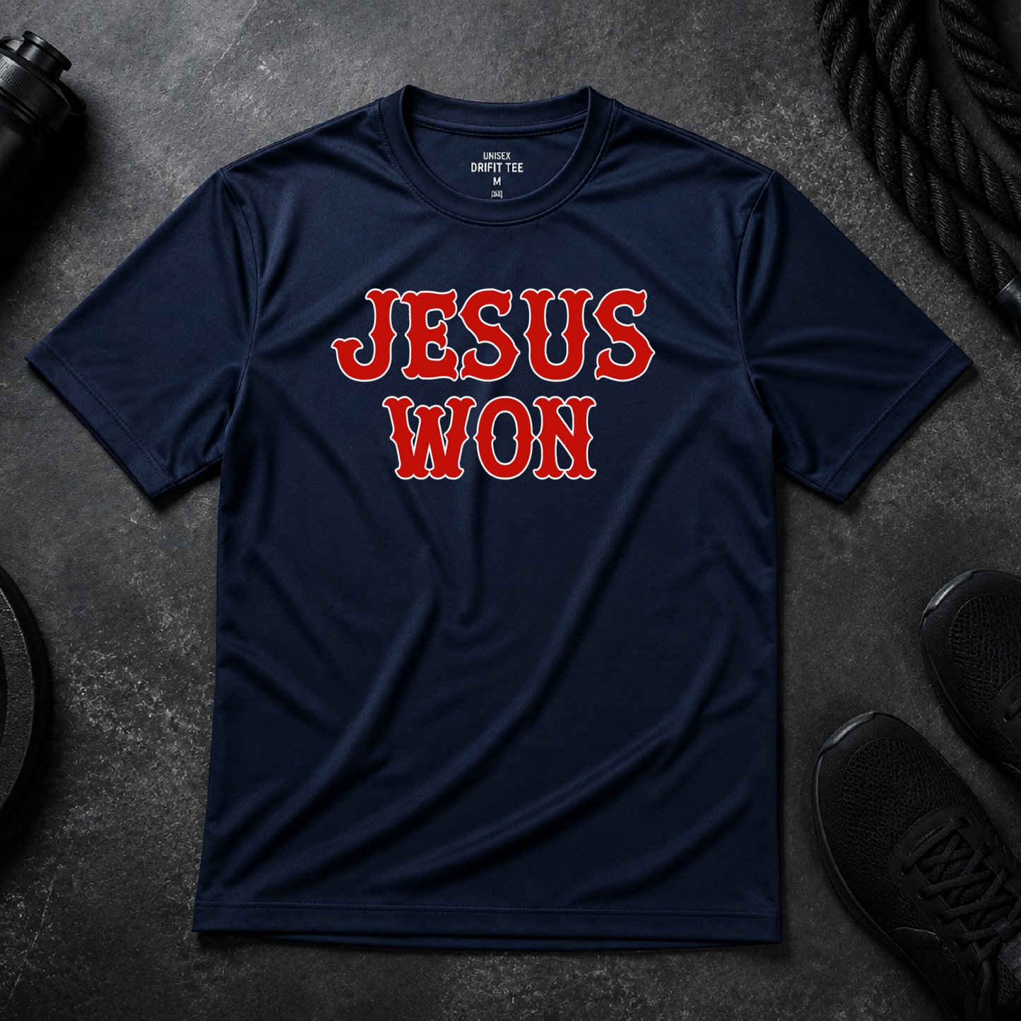Jesus Won Navy Lewisburg Colors - Drifit / Youth and Adult Sizes
