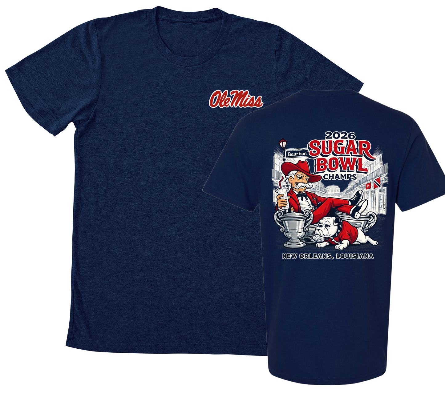 Front/ Back Sugar Bowl Champs Shirt/ Ole Miss Shirt- Gildan Softstyle