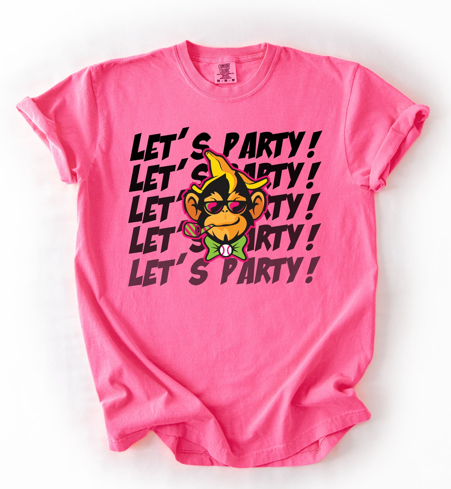 Let's Party Bright Pink Party Animals Baseball Shirt/ Youth and Adult Sizes - Comfort Colors Brand