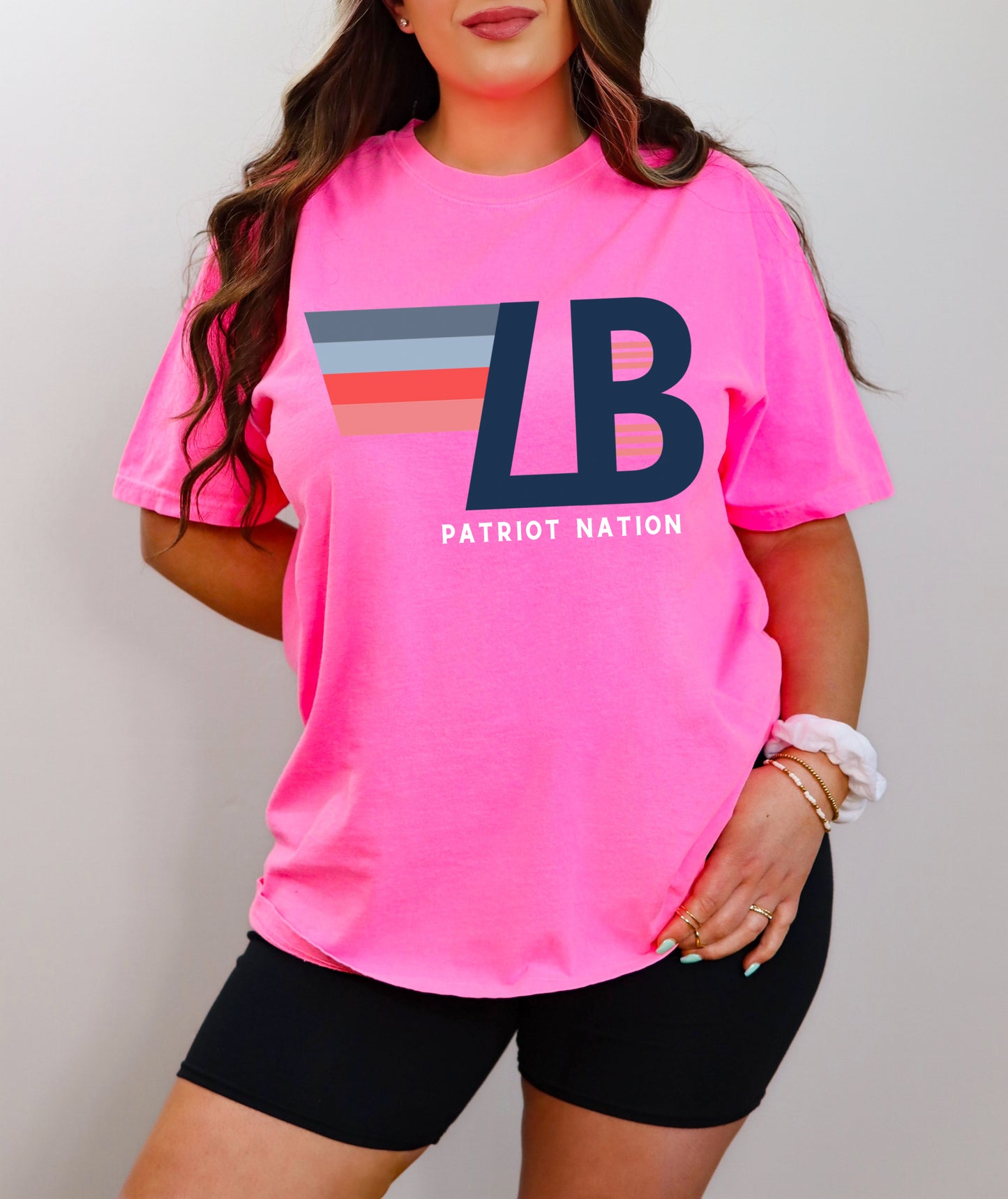 Neon Pink Comfort Colors - LMS Cheer Fundraiser -Lewisburg Patriot Nation Shirt (Youth and Adult Sizes)