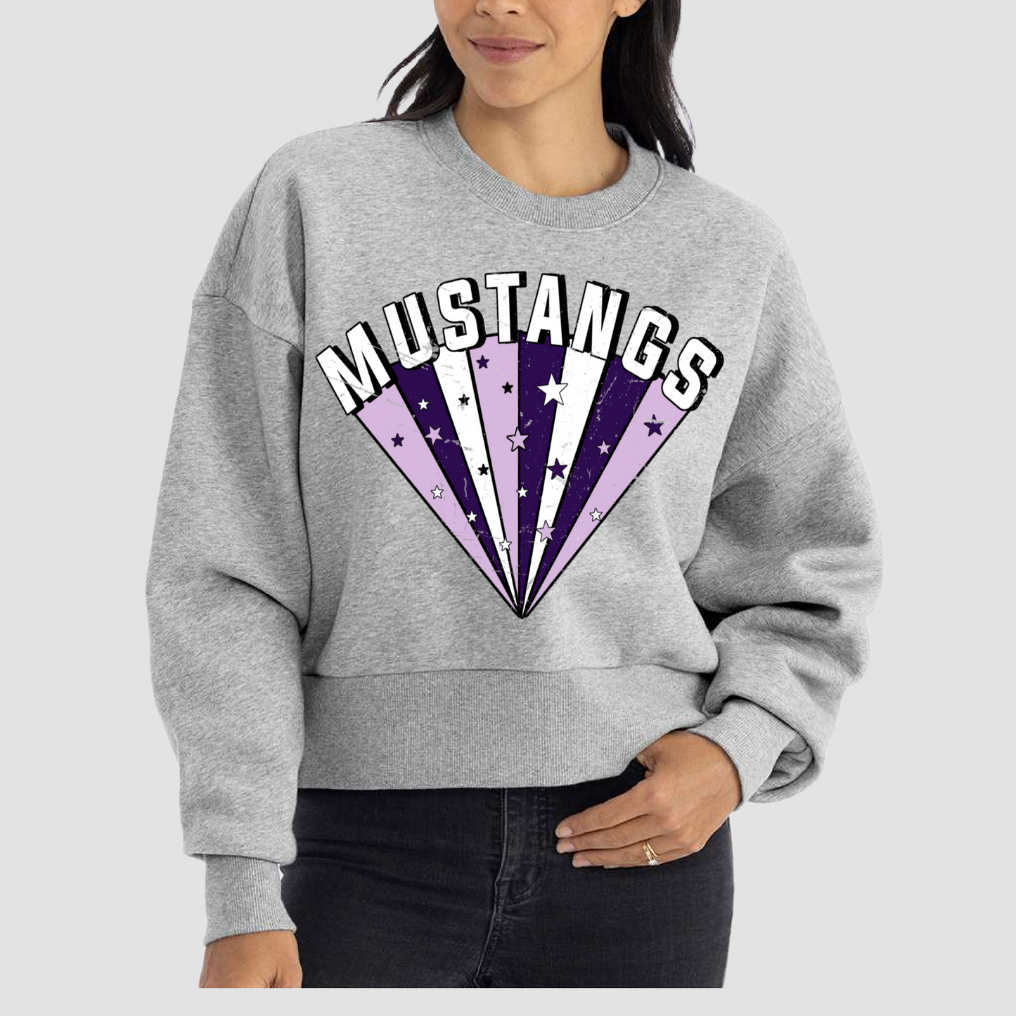 Cropped Mustangs Starburst Sweatshirt (Longer Crop) / Lipscomb Mustangs