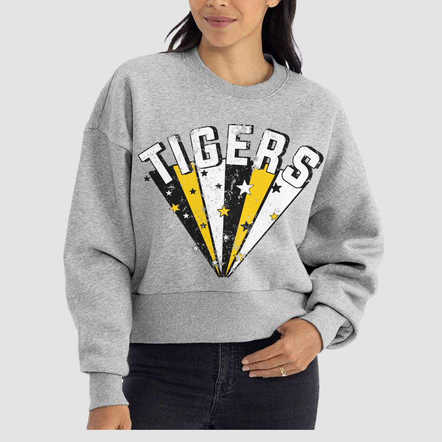 Cropped Tigers Starburst Sweatshirt (Longer Crop) / Hernando Tigers / Multiple Colors