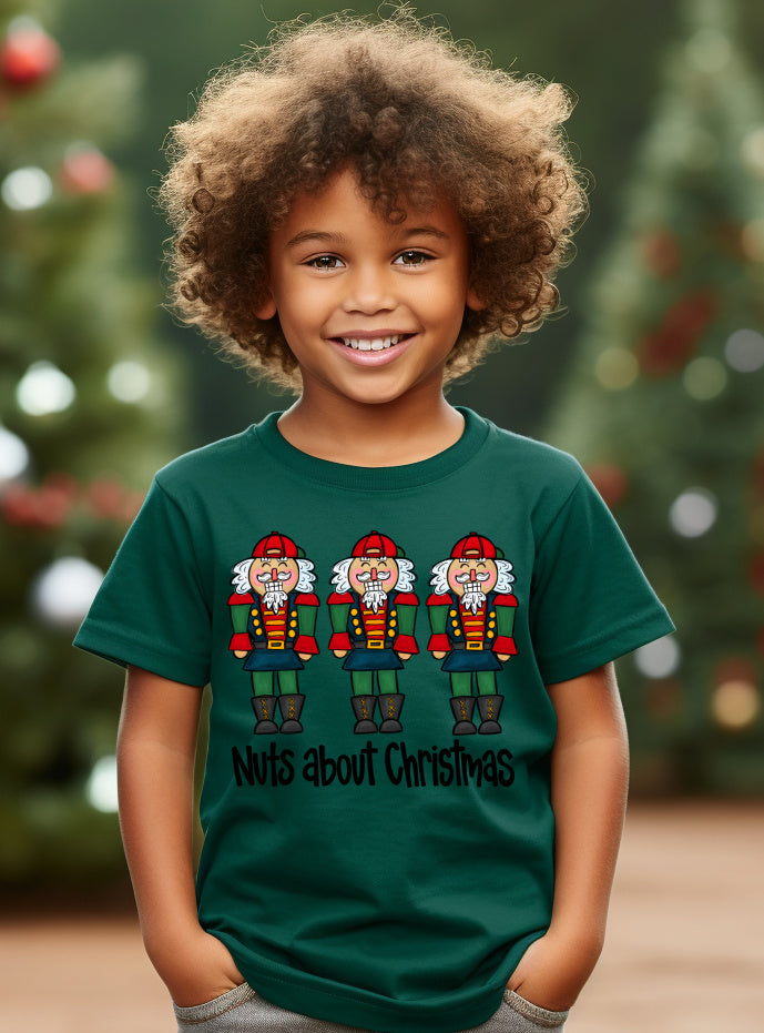 Bella Green Sleigh Santa Nuts About Christmas Tee - Youth and Adult Sizes - Christmas Shirt
