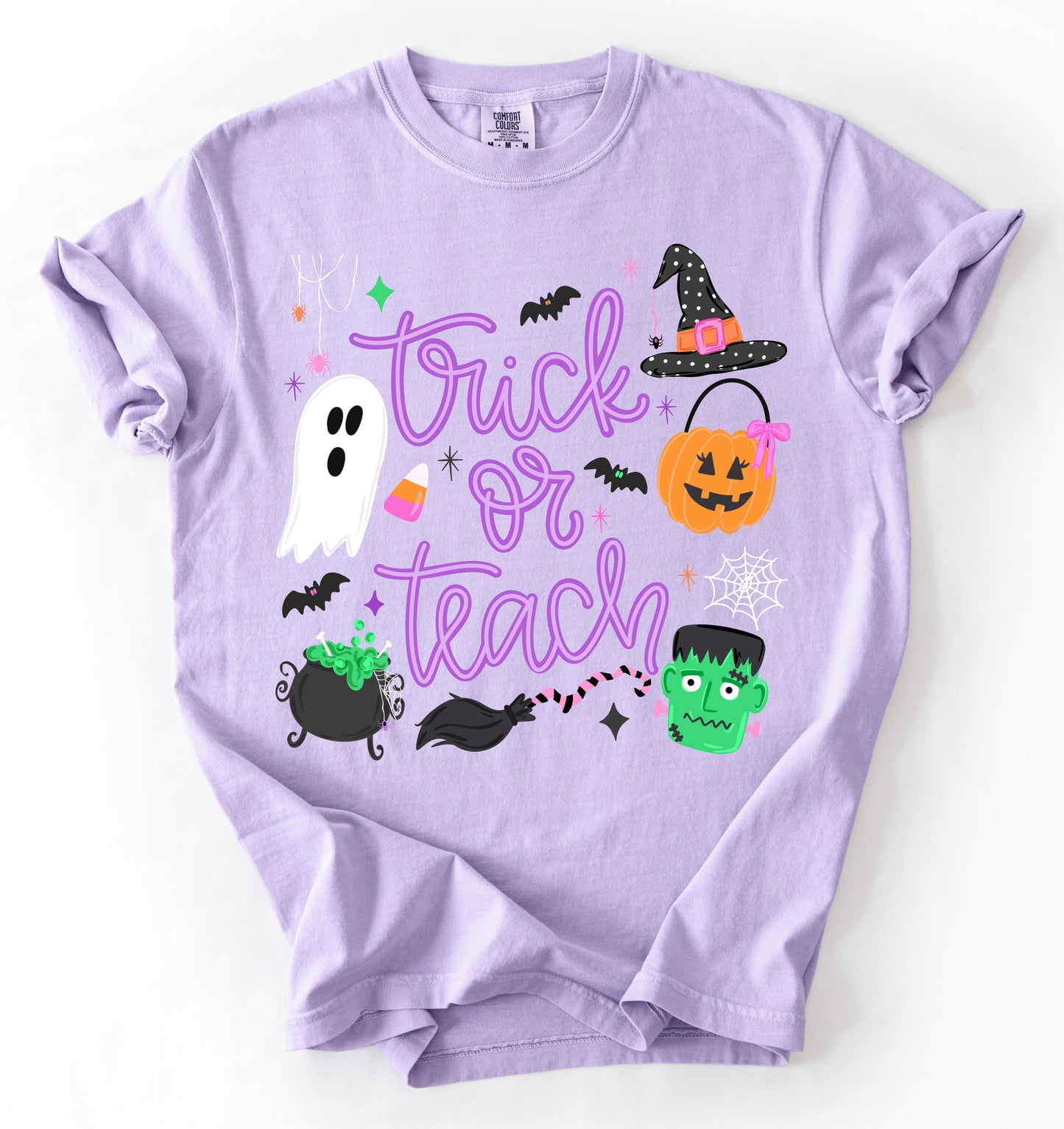 Bella or Comfort Colors Trick or Teach Halloween Teacher Tee/ Halloween Shirts