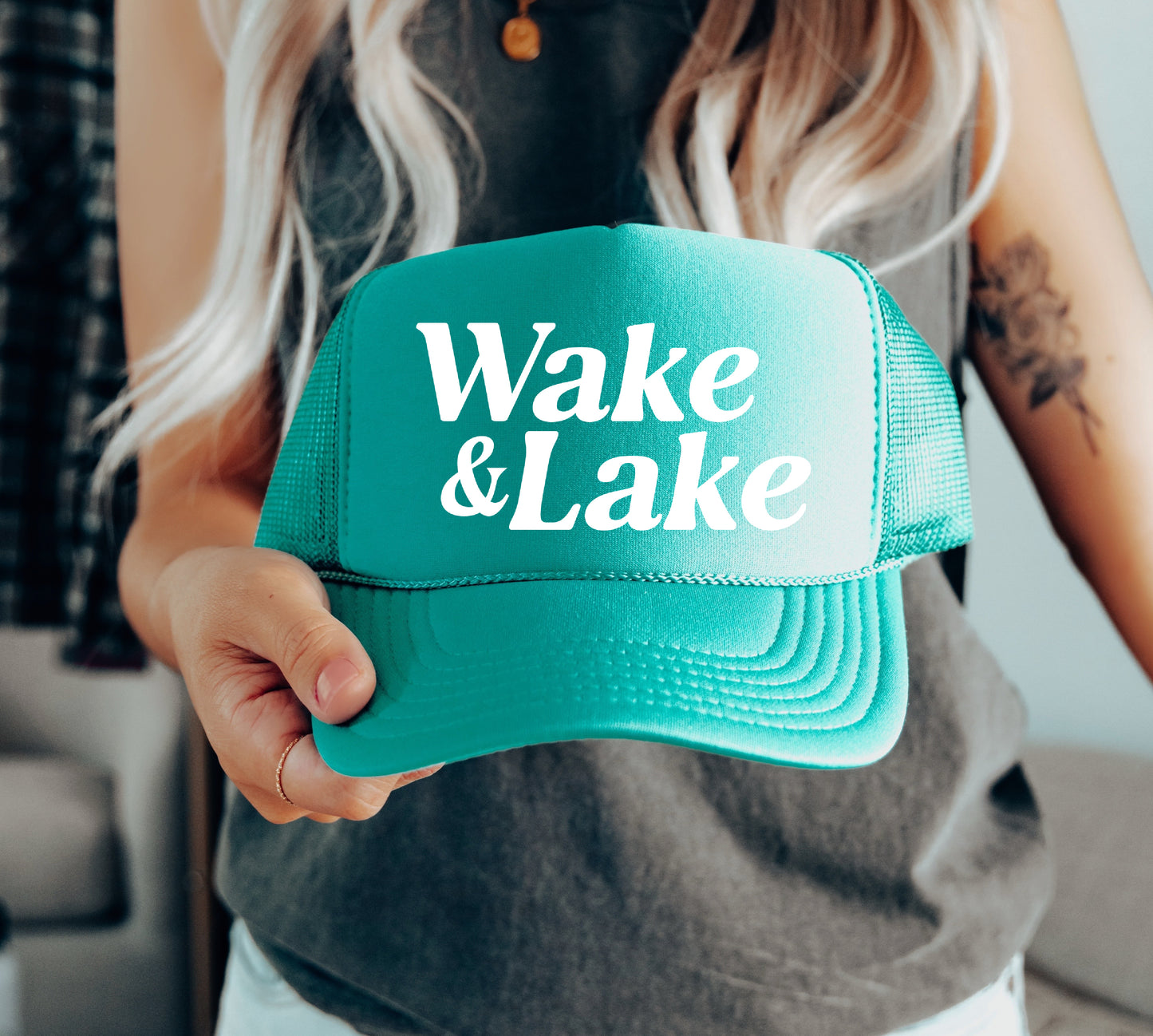 Wake and Lake Trucker Hat/ Funny Trucker Hat/ Funny Trucker Hats/Lake Day Hat /Multiple Colors