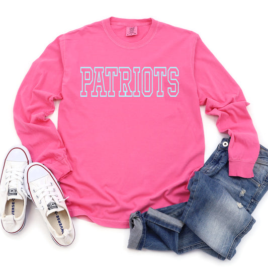 Comfort Colors Long Sleeve Pink Patriots Tee