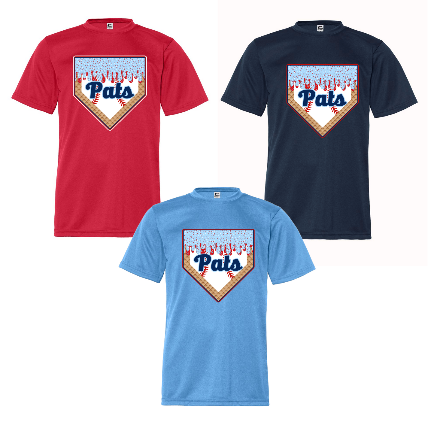 Drifit Baseball Boys Ice Cream Drip Shirt. Team Name Shirt/ Multiple Colors/ Option to Edit Team Name