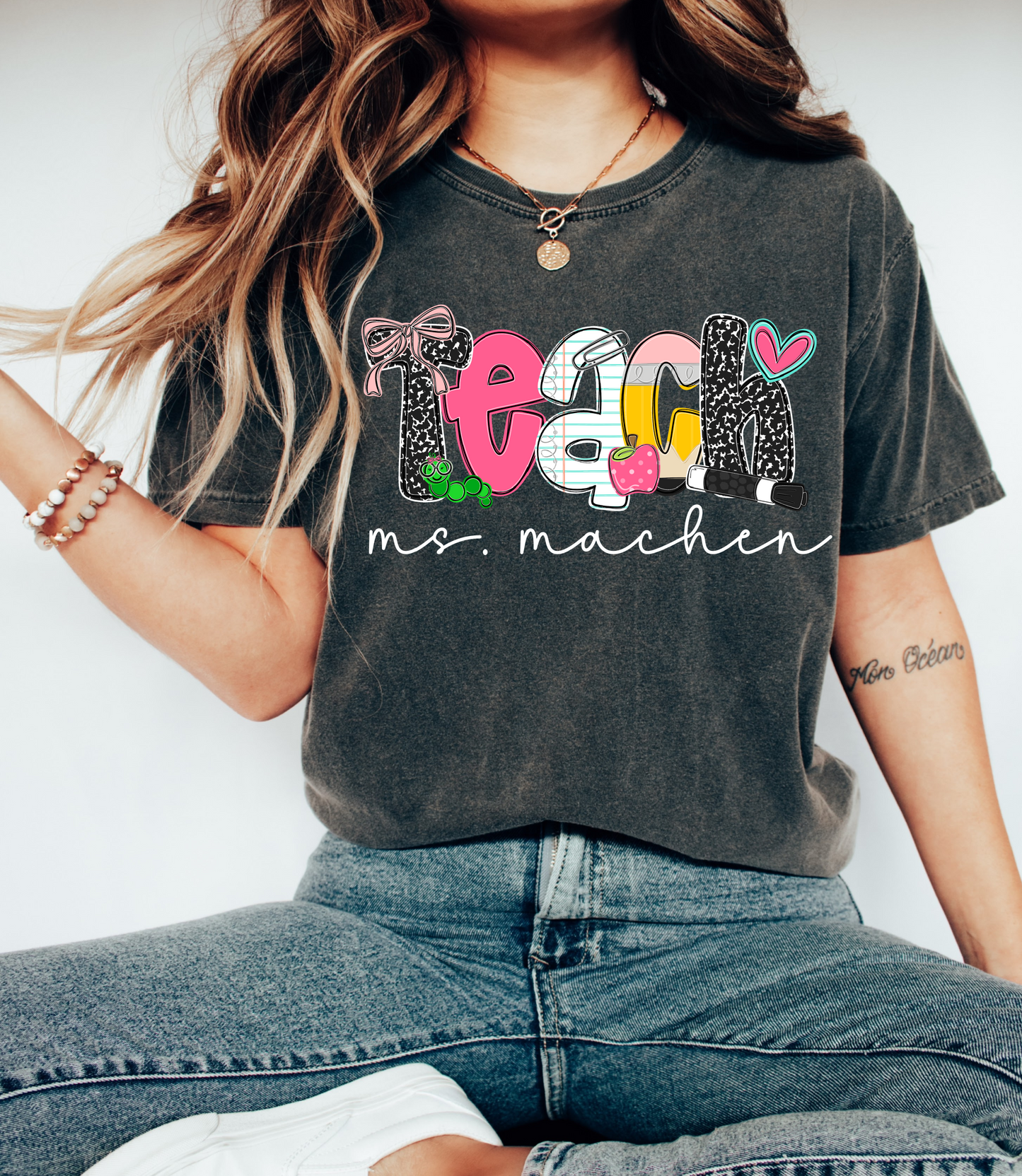 Teach -Personalized Teacher Shirt/ Custom Comfort Colors or Bella Canvas - Mrs. Teacher Name Tee/ Teacher Gifts/ Teacher Team Shirts