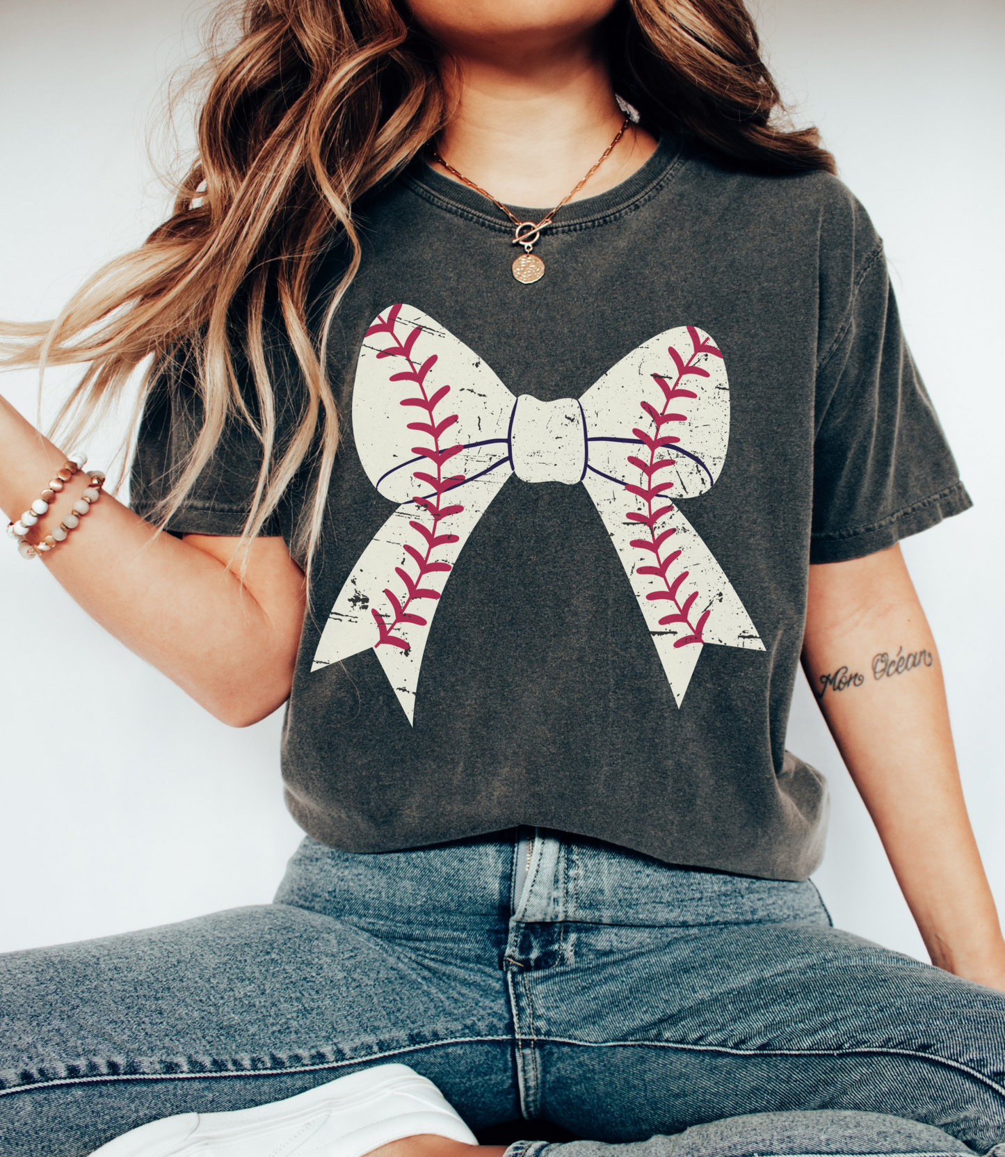 Comfort Colors Baseball Bow Tee - Baseball Mom Shirt