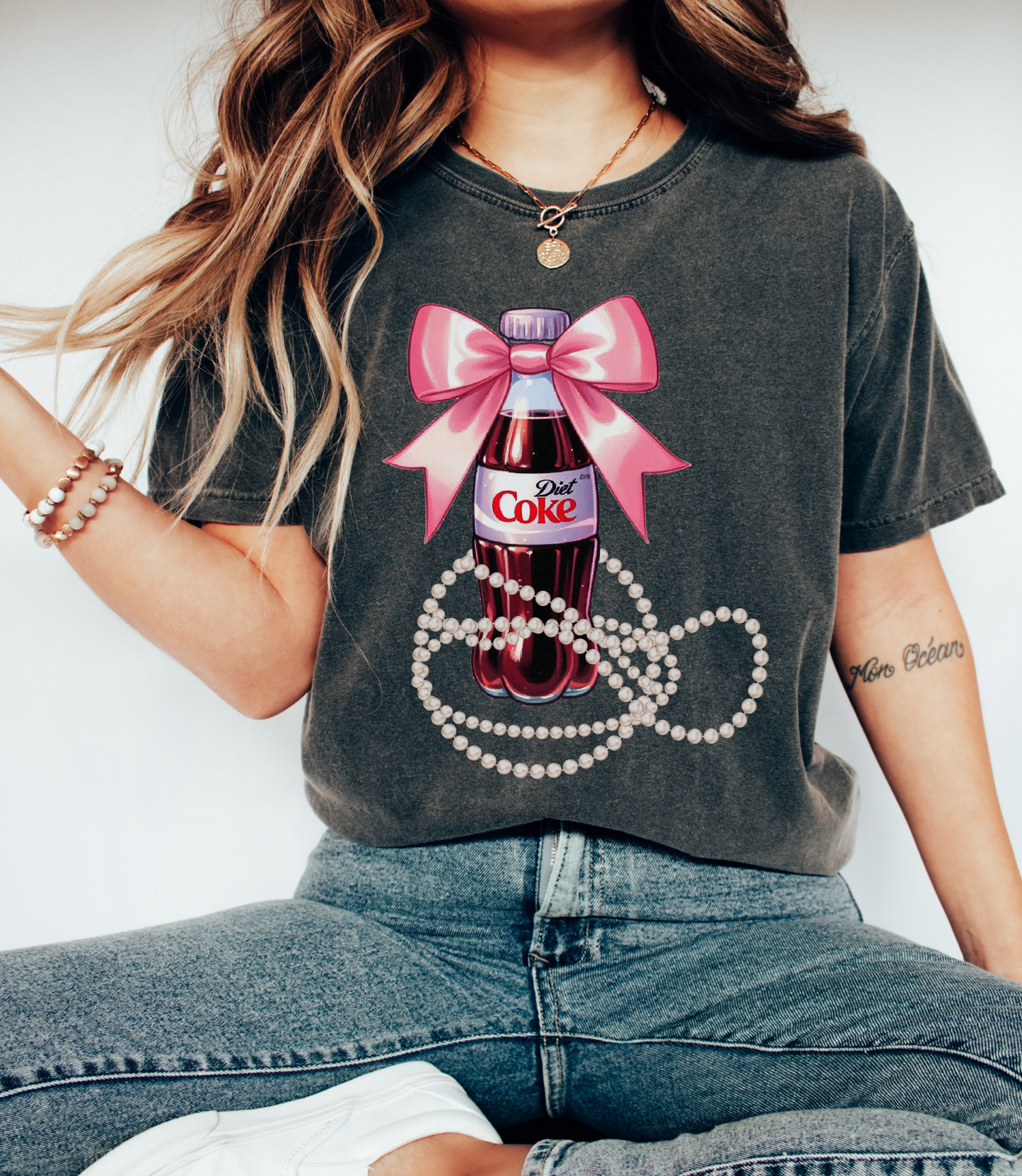 Diet Coke Coquette Bow with Pearls Shirt/ Comfort Colors or Bella Canvas Tee