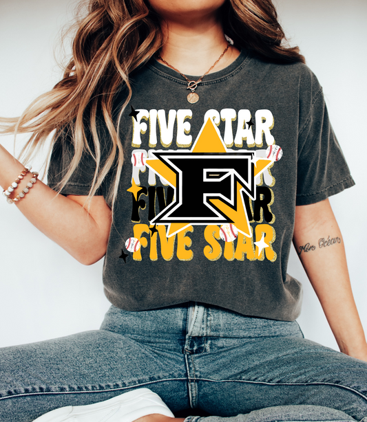 Comfort Colors or Bella Canvas Five Star Shirt/ Youth and Adult Sizes