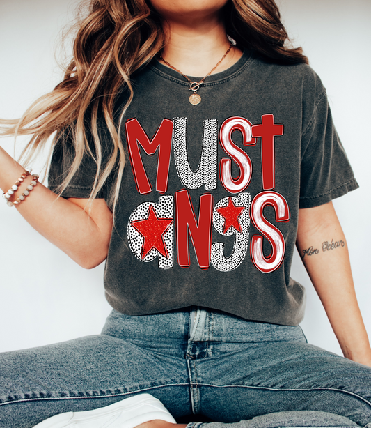 Comfort Colors Mustangs Short Sleeved Tee/Youth and Adult Sizes / Houston Mustangs/ Center Hill Mustangs