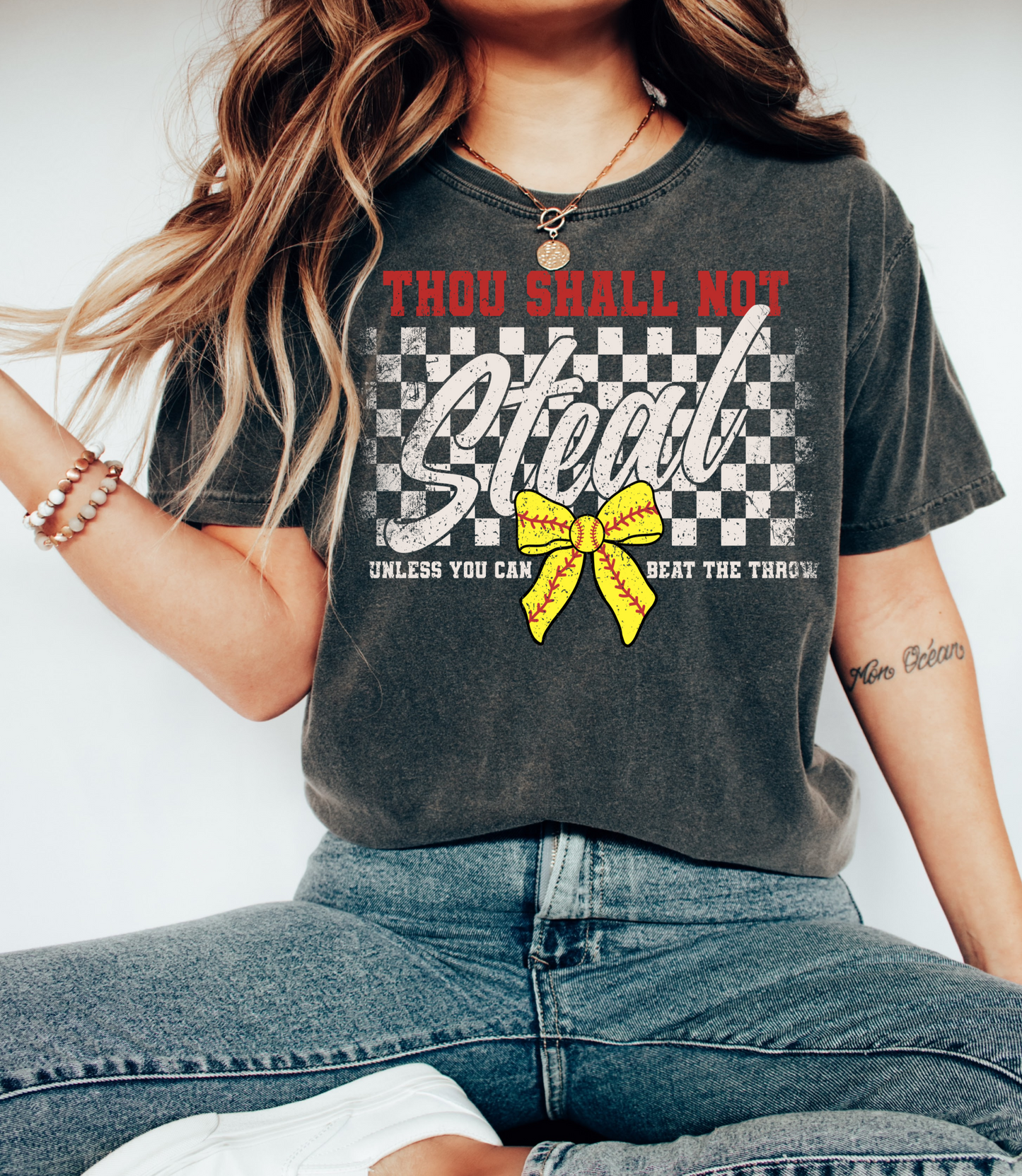 Softball Catcher- Thou Shall Not Steal Unless You Can Beat The Throw Shirt/ Comfort Colors or Bella Canvas Soft Style Tee