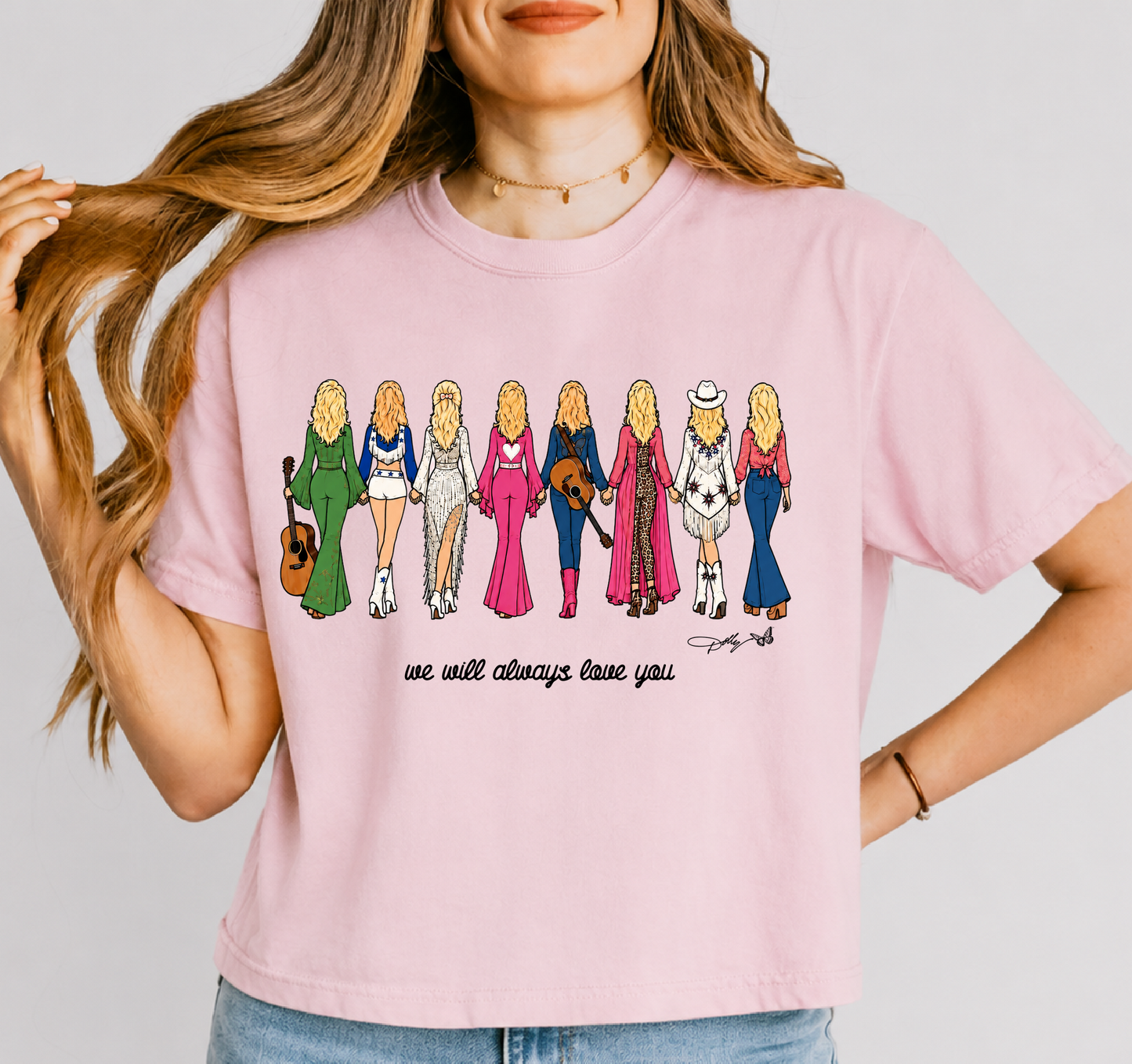 Comfort Colors We Will Always Love You Dolly Cropped Tee/ Dolly Tee/ Adult Sizes