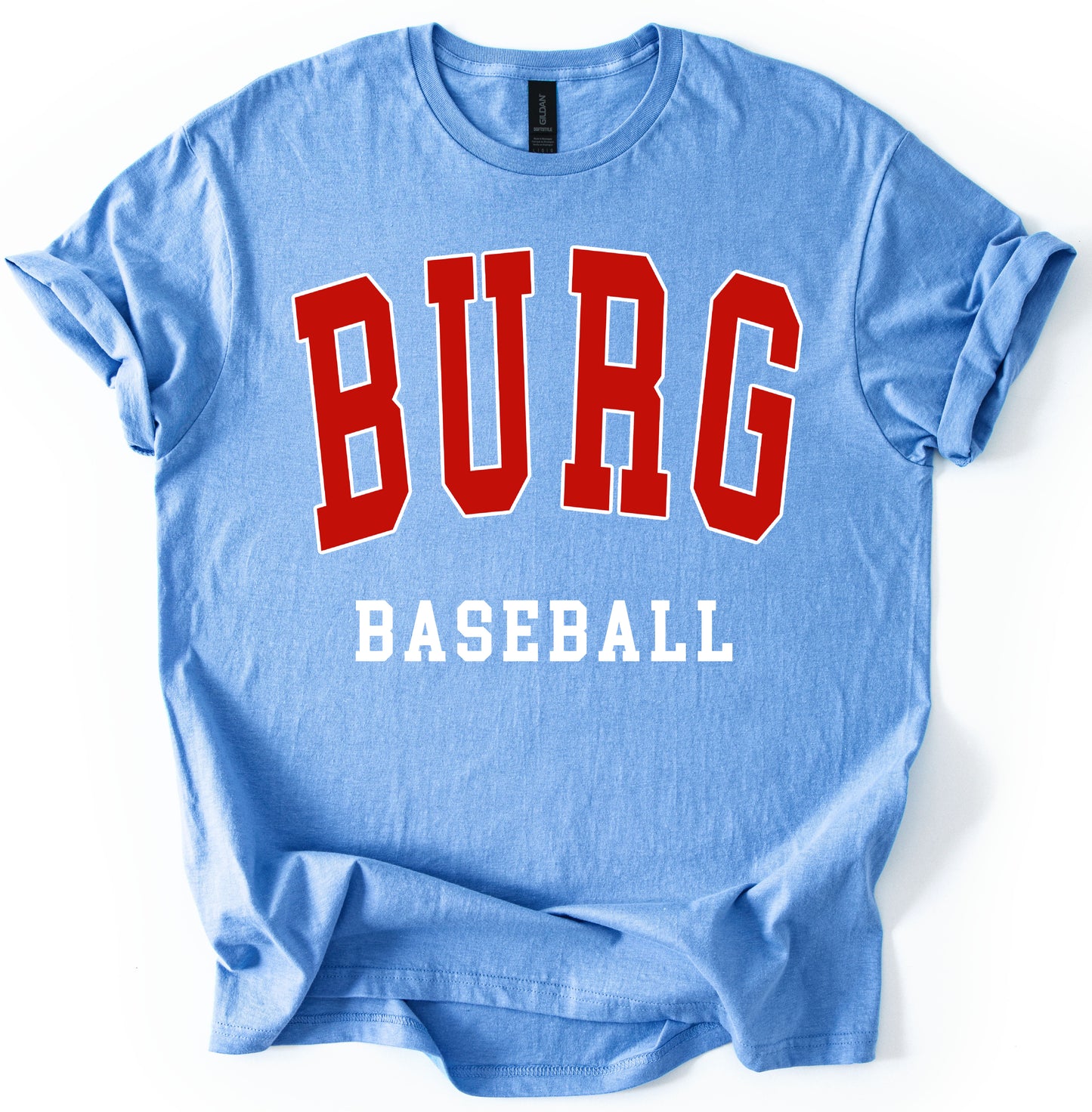 Burg Baseball Tee/ Gildan or Bella Softstyle Brand - Youth and Adult Sizes