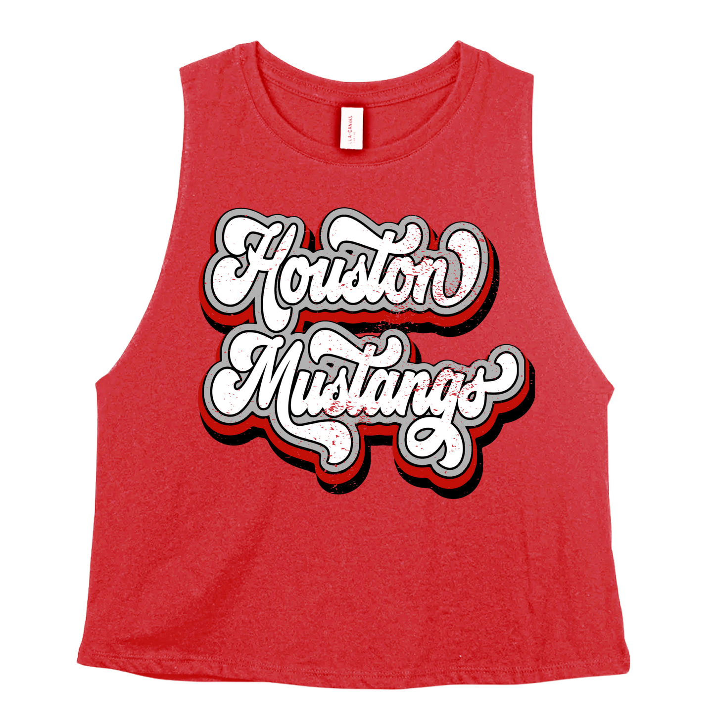 Red Houston Mustangs Cropped Bella Tank