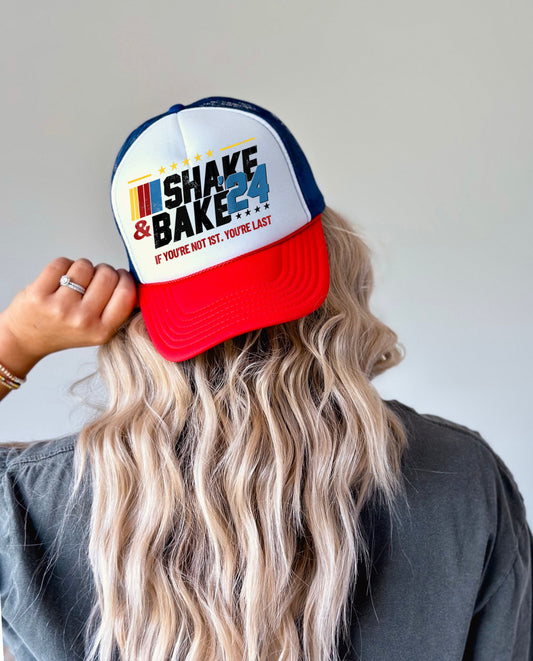 Shake and Bake 24 Trucker Hat/ Funny Trucker Hat / Red White Blue Cap