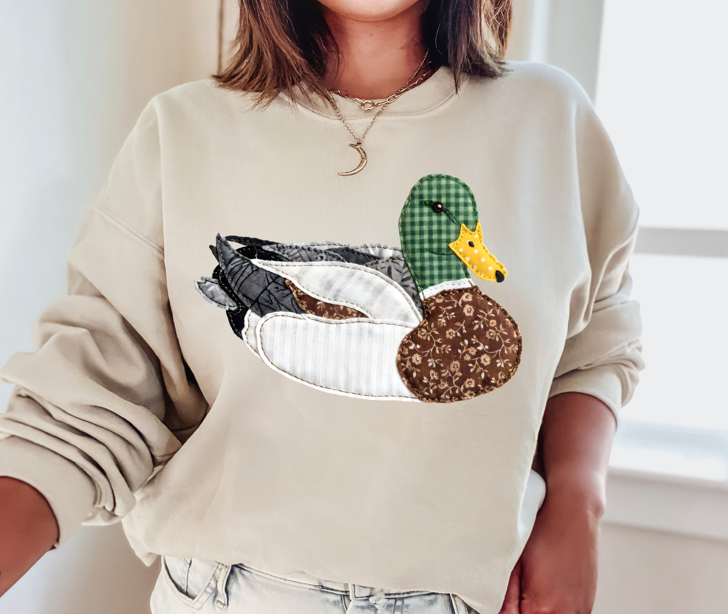 Faux Applique Mallard Duck Sweatshirt/ GIldan or Bella Canvas Brand Options/ Youth and Adult Sizes