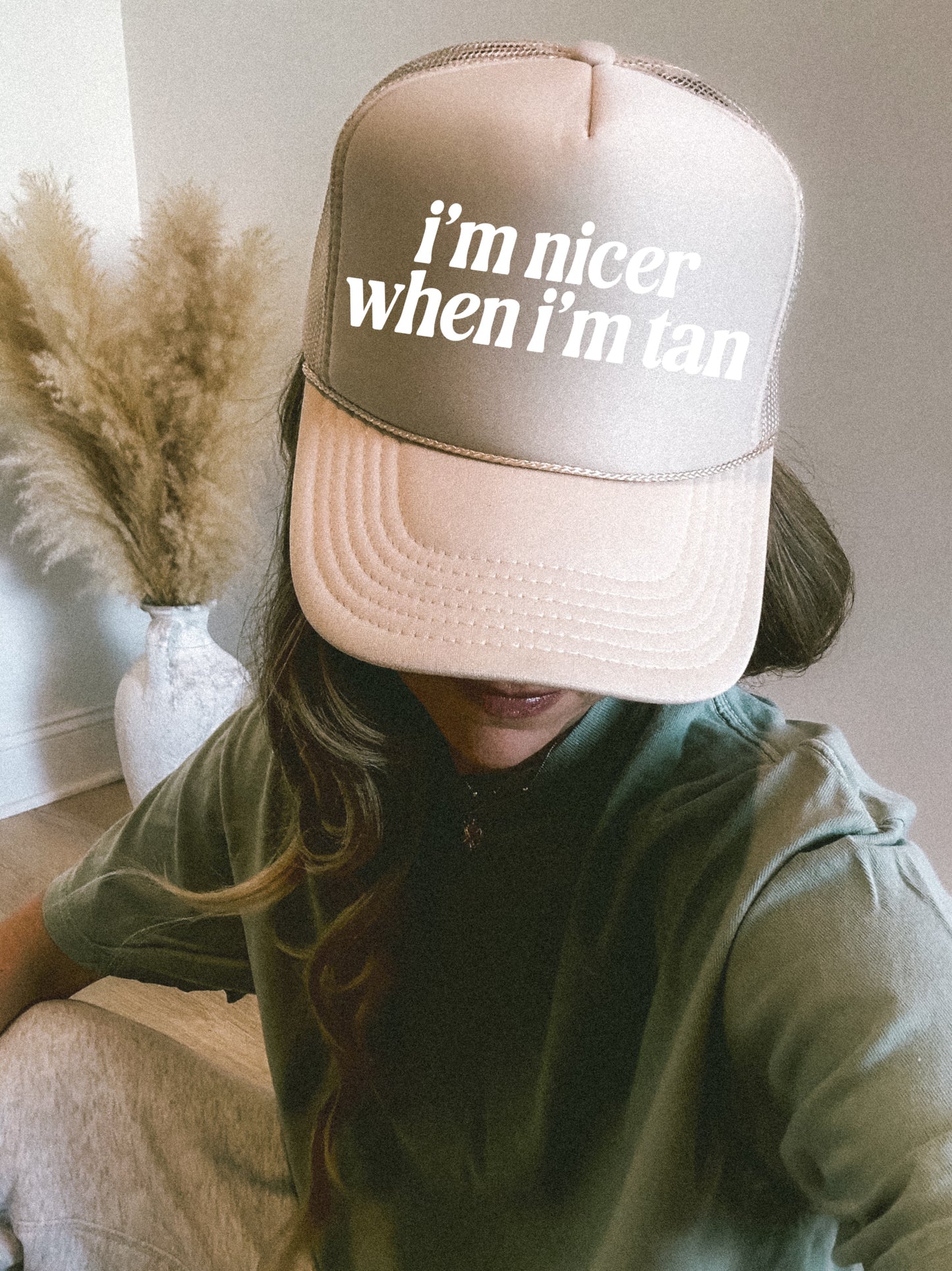 I'm Nicer When I'm Tan Funny Trucker Hat/ SUmmer Trucker Hats/ Pool Hats / Vacation Trucker Hat/Multiple Colors