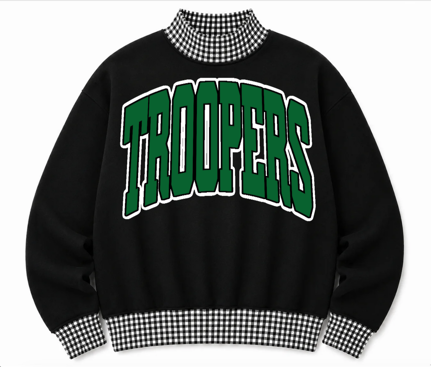 Gingham School Spirit Troopers or Any Other Mascot/Team Mock Neck Sweatshirt - Completely Customizable/ Game Day Sweatshirts