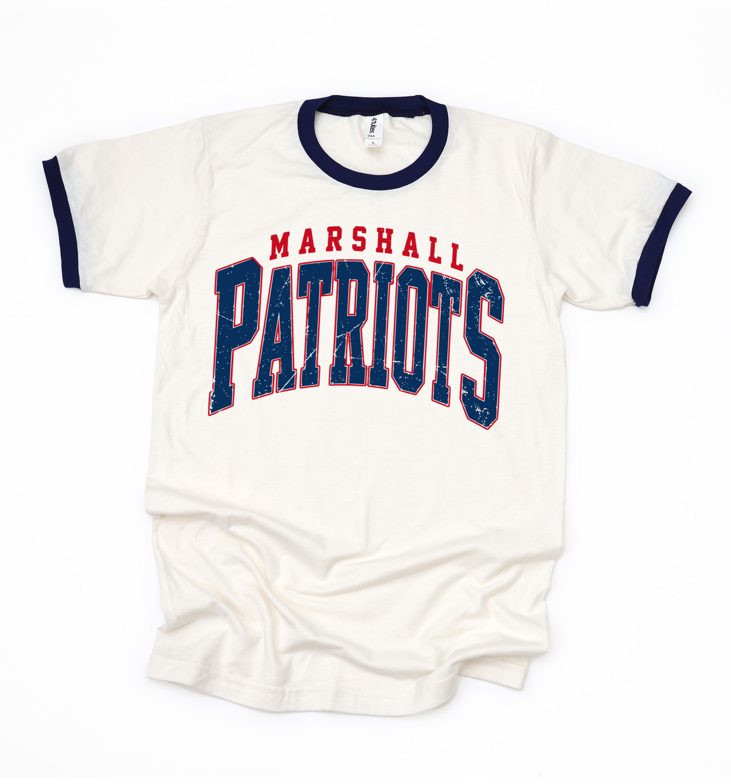 Distressed Marshall Patriots Ringer Shirt/ Adult Sizes - Tultex Brand