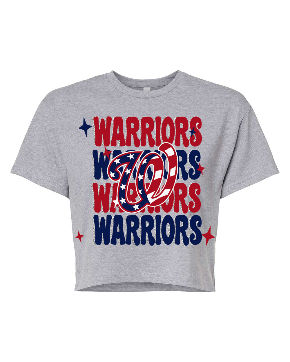 Short Sleeve Cropped Warriors Baseball Stacked Design Shirt/ Multiple Colors