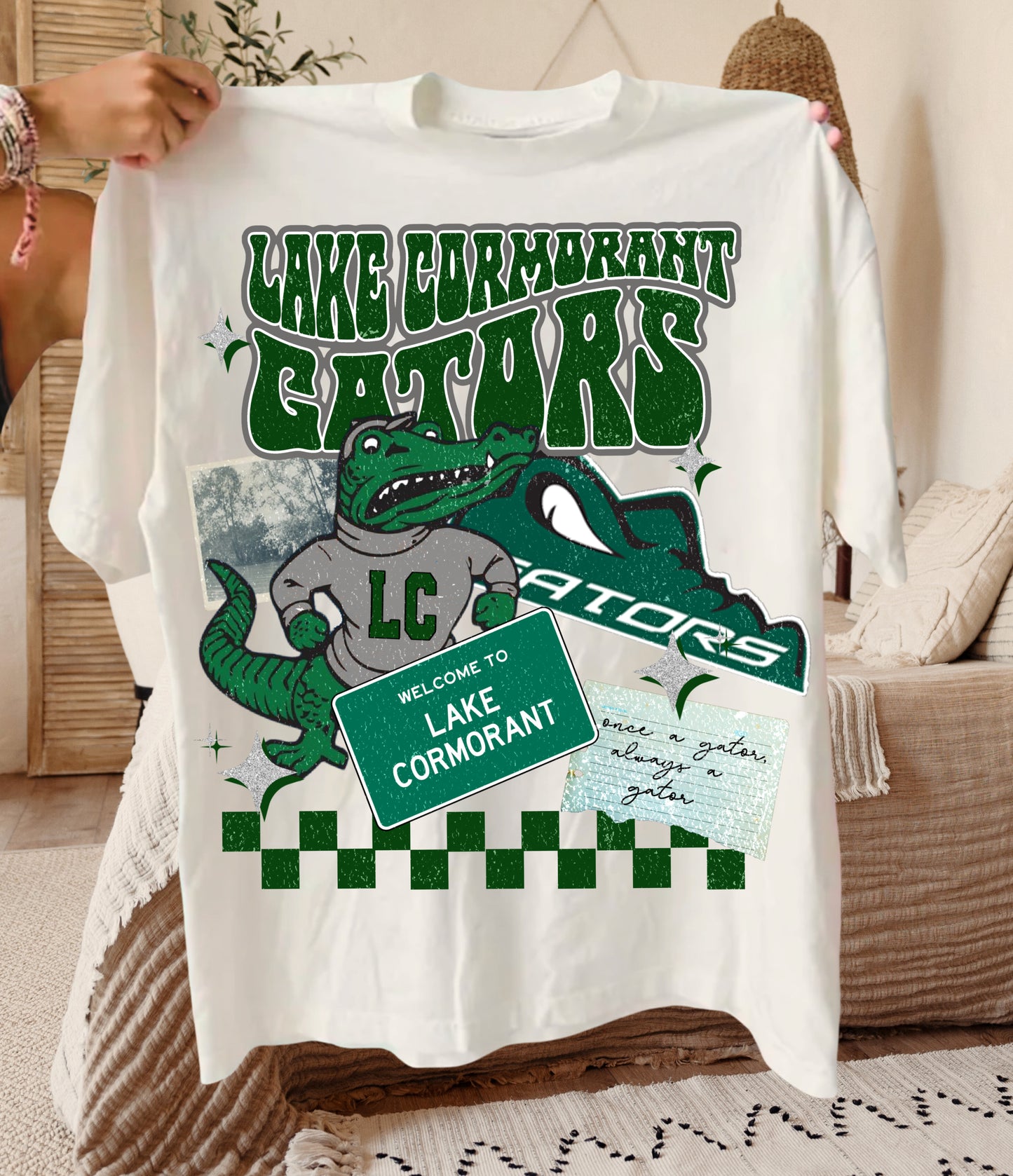 Comfort Colors or Bella Canvas Lake Cormorant Gators Scrapbook Collage Tee / Desoto County Schools / Mississippi School Shirt /Youth and Adult Sizes - Lake Cormorant Shirts