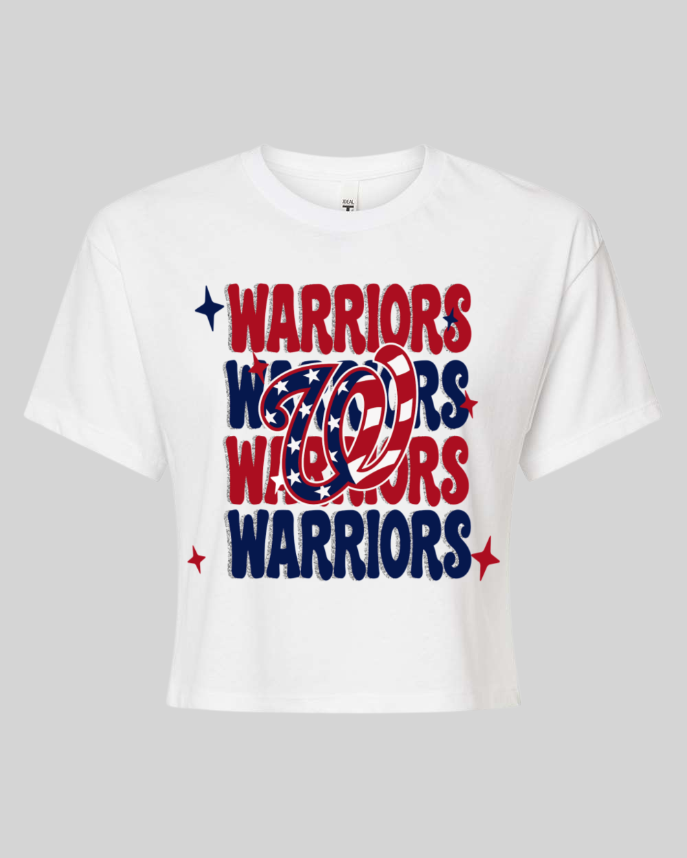 Short Sleeve Cropped Warriors Baseball Stacked Design Shirt/ Multiple Colors