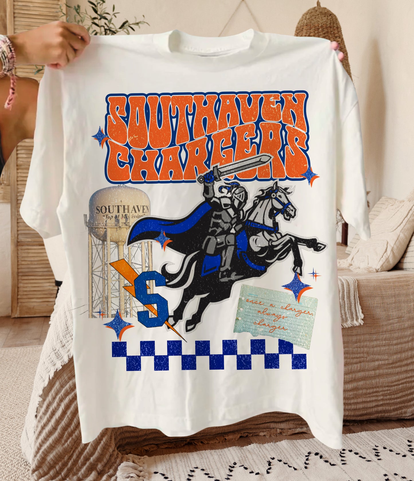 Comfort Colors or Bella Canvas Southaven Chargers Scrapbook Collage Tee / Desoto County Schools / Mississippi School Shirt /Youth and Adult Sizes - Southaven Shirts