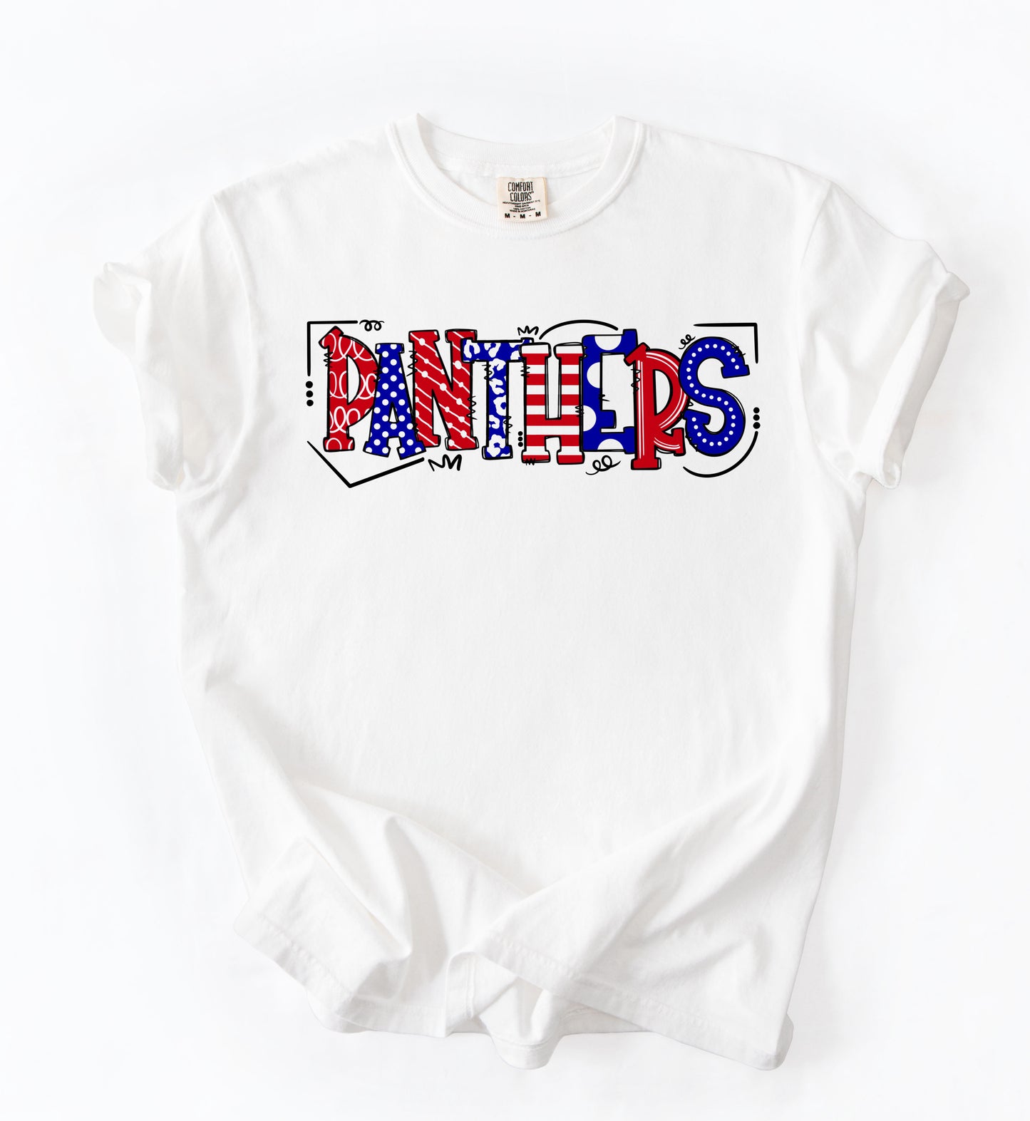White Comfort Colors Panthers Shirt/ Youth and Adult Sizes