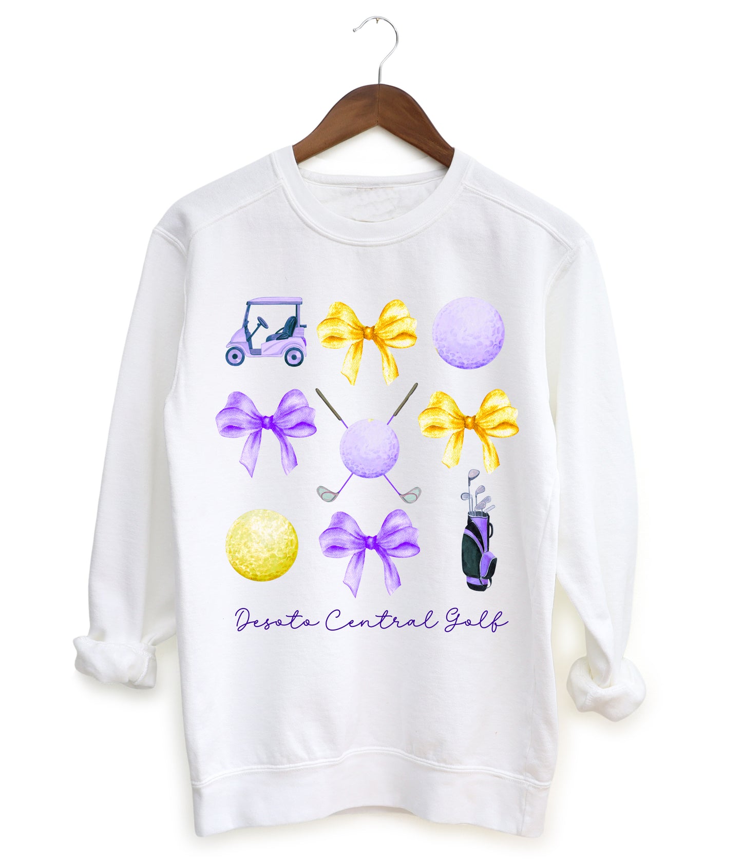 Bella Canvas DC Golf Sweatshirt/ Purple and Gold Golf Sweater