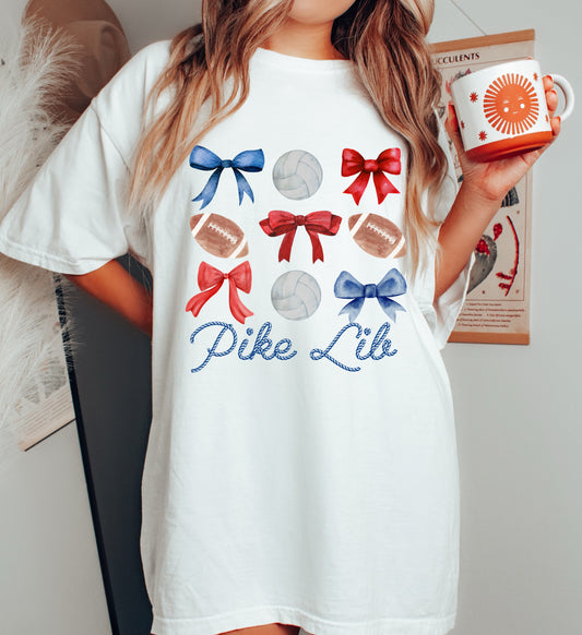 Comfort Colors or Bella Canvas Pike Lib Football and Volleyball Coquette Bow Tee- Youth and Adult Sizes